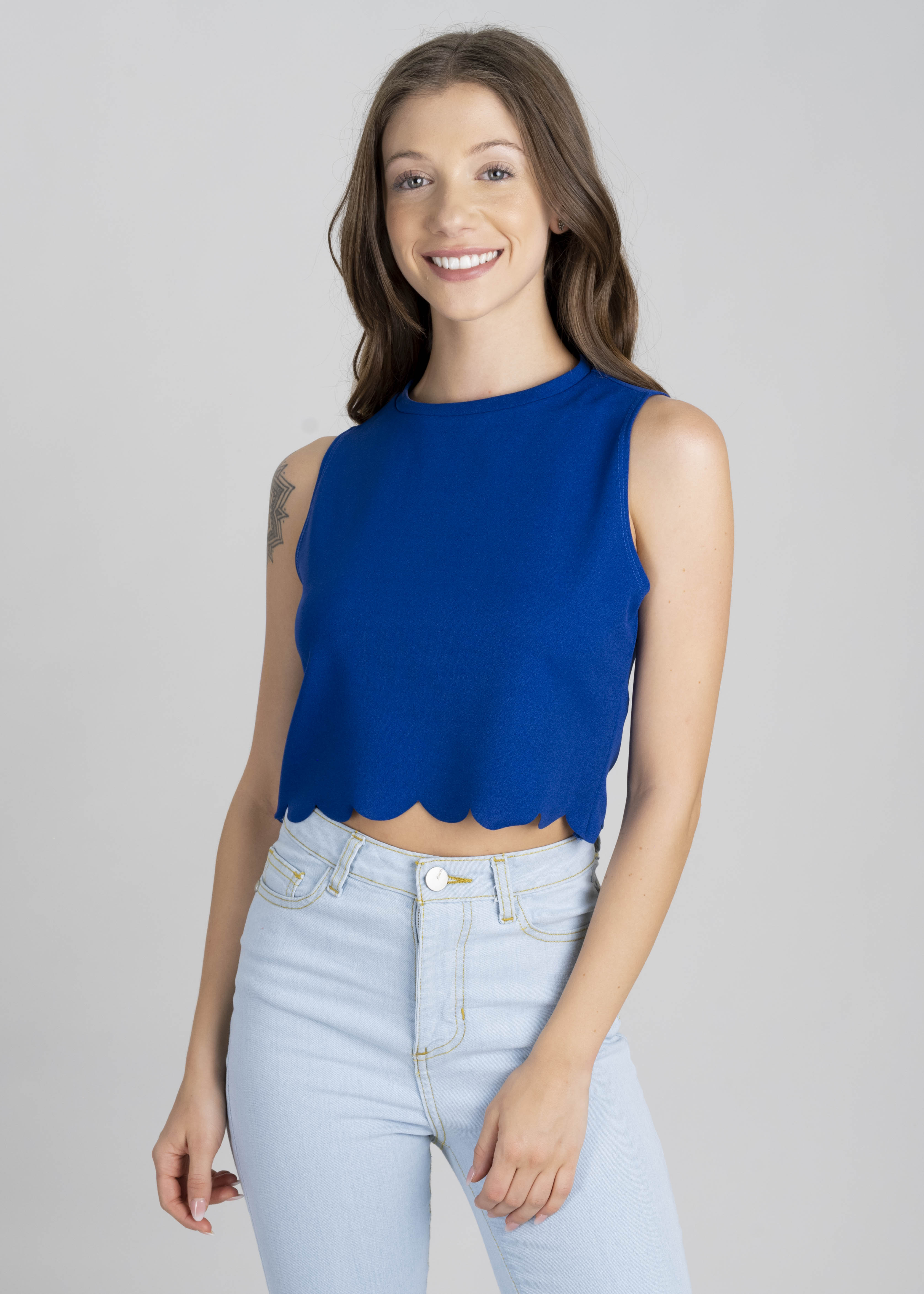 Top Crop Corte Láser AZUL BRILLANTE
