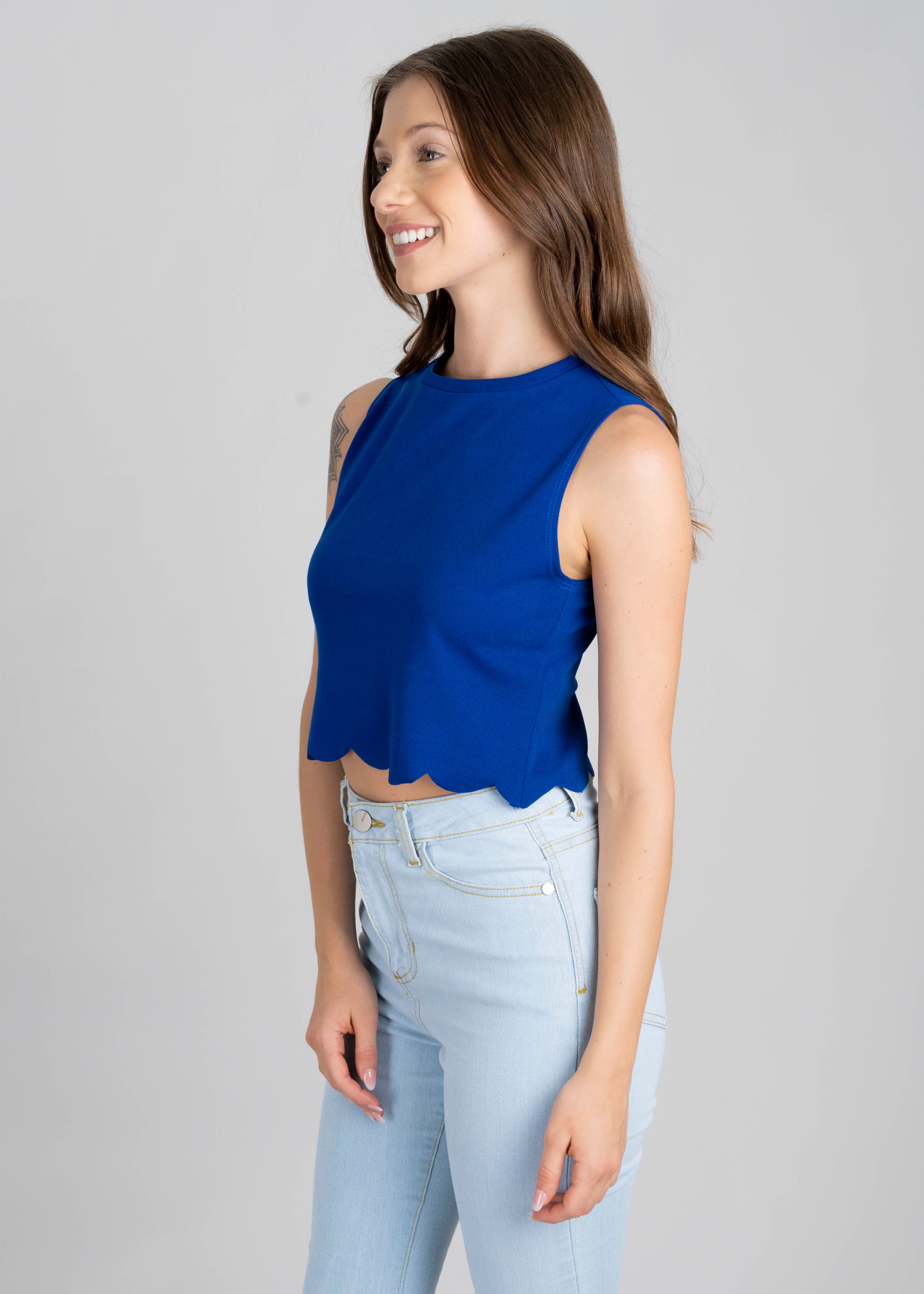 Top Crop Corte Láser AZUL BRILLANTE