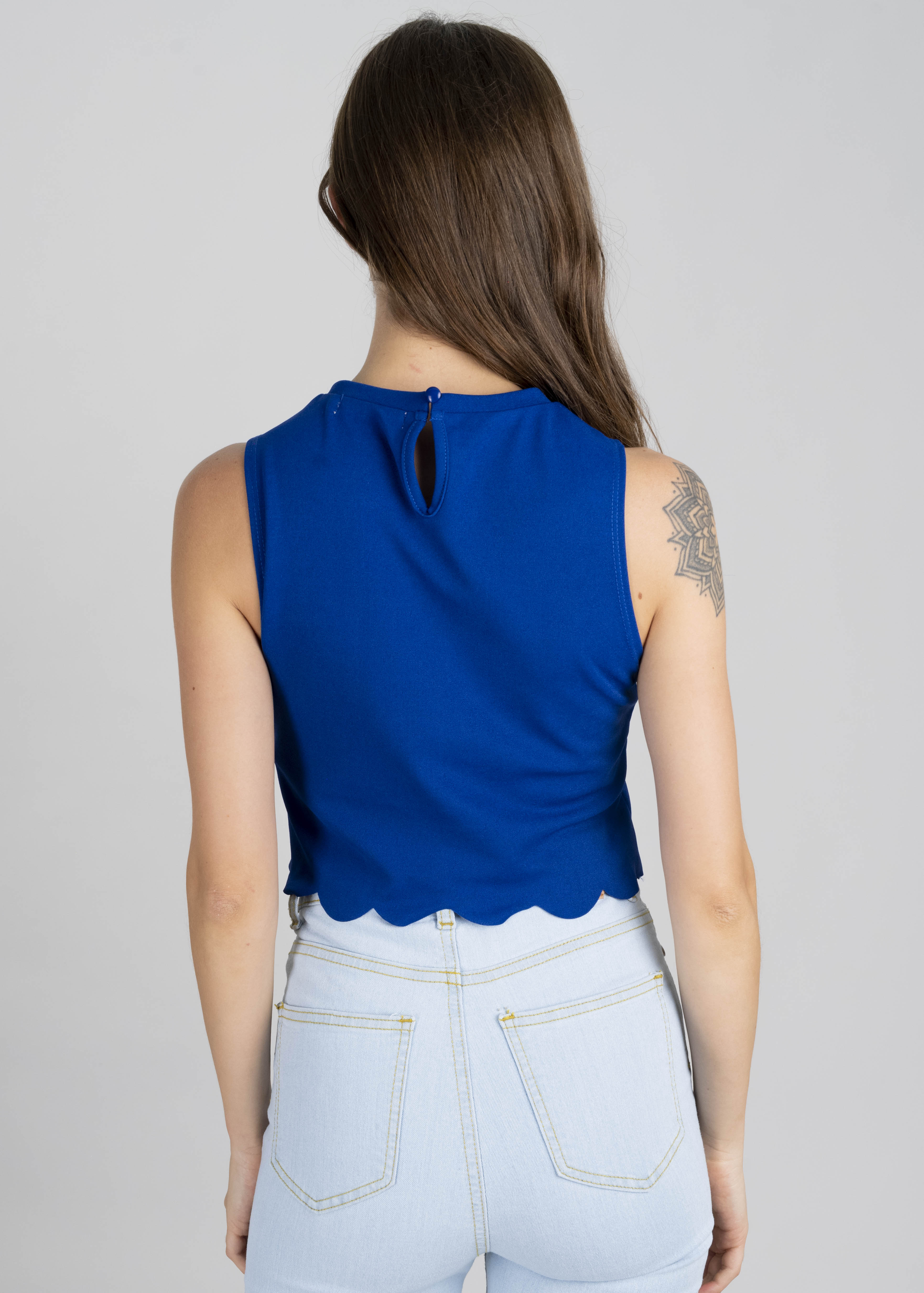 Top Crop Corte Láser AZUL BRILLANTE