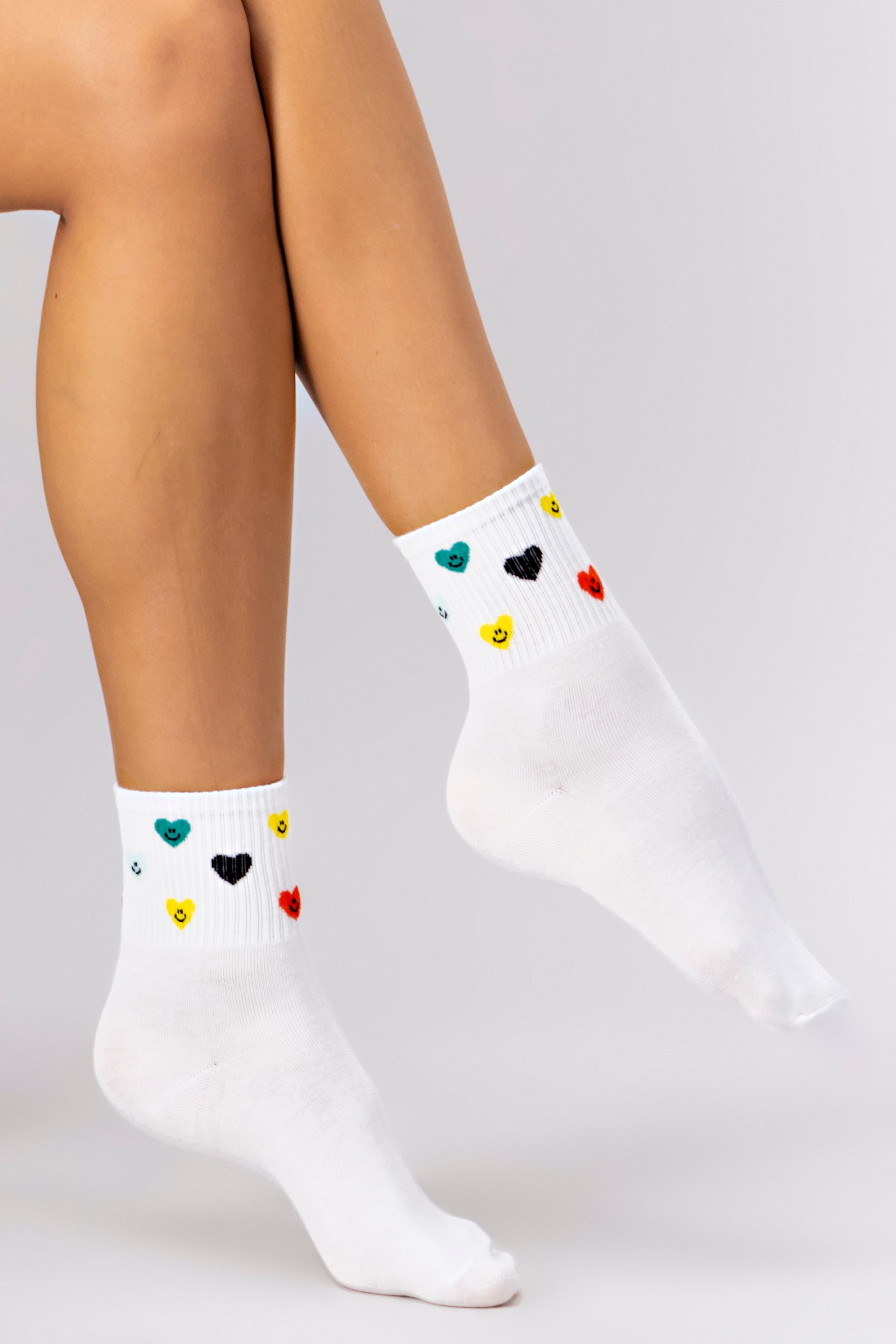 Set 2 Pares Calcetines Corazones BLANCO