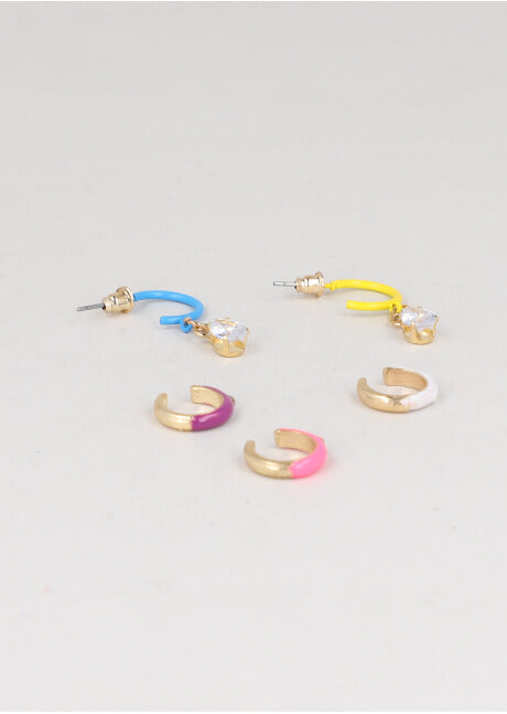 5 Earcuff Arracadas Color MULTICOLOR