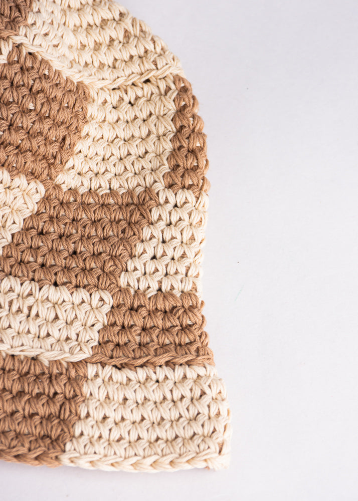 Gorro pescador tejido cuadros BEIGE