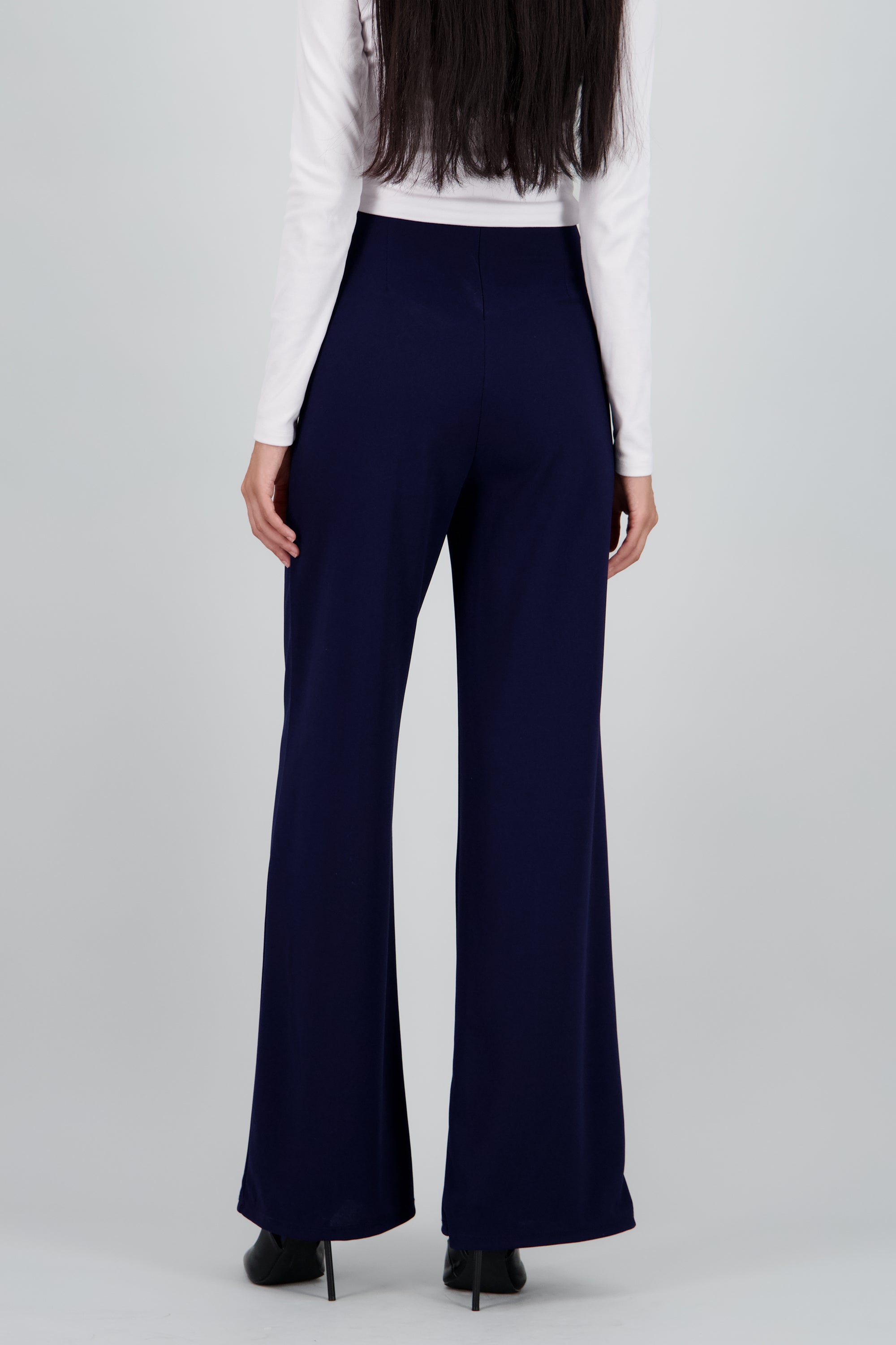 Pantalón Wide Leg Cintura Alta Costuras MARINO