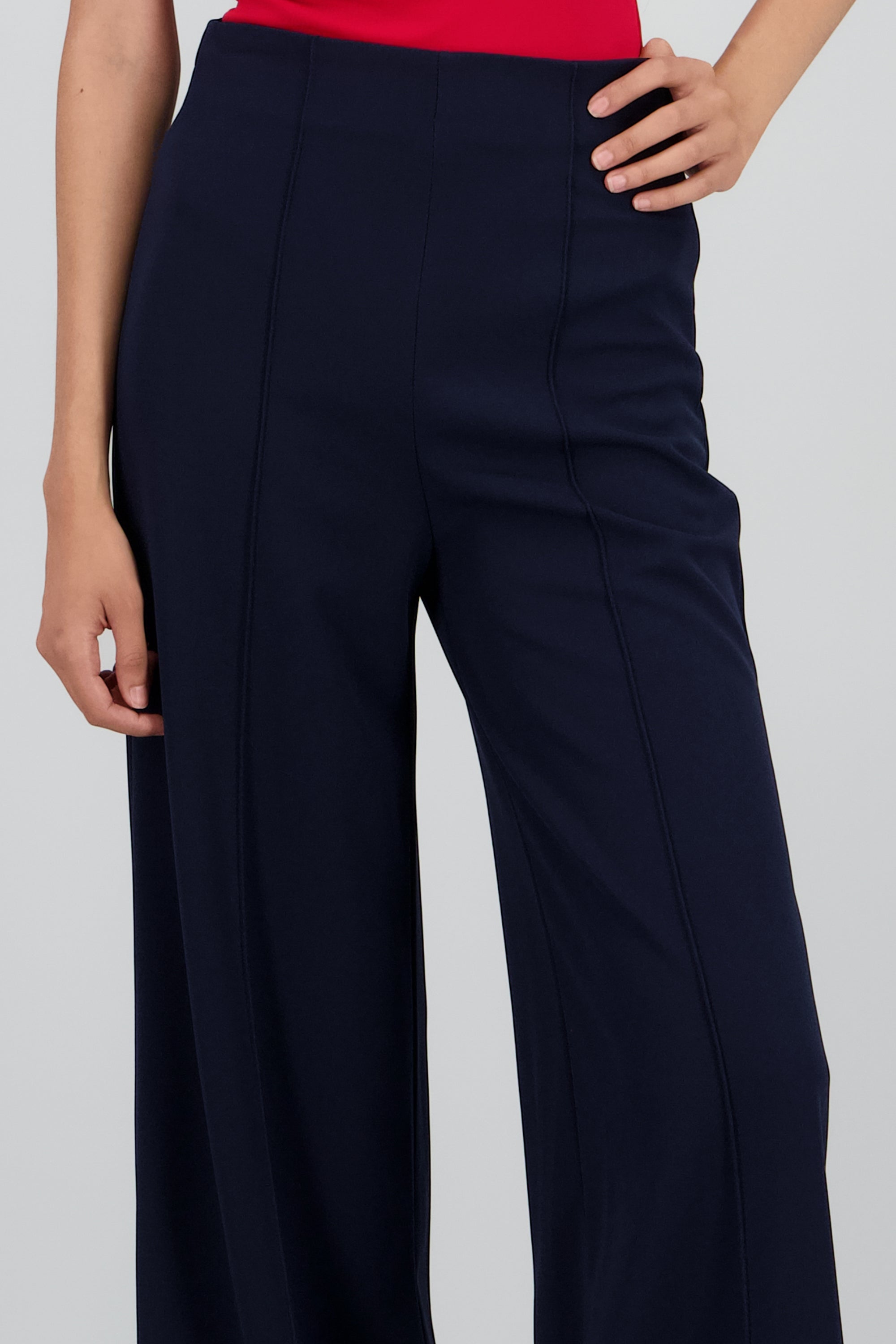 Pantalón Wide Leg Cintura Alta Costuras