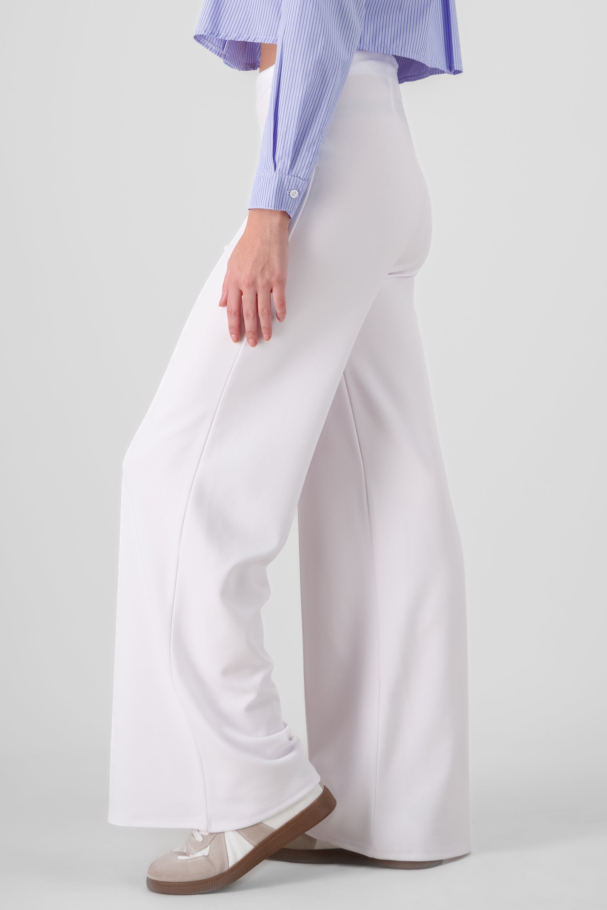 Pantalón Wide Leg Cintura Alta Costuras BLANCO