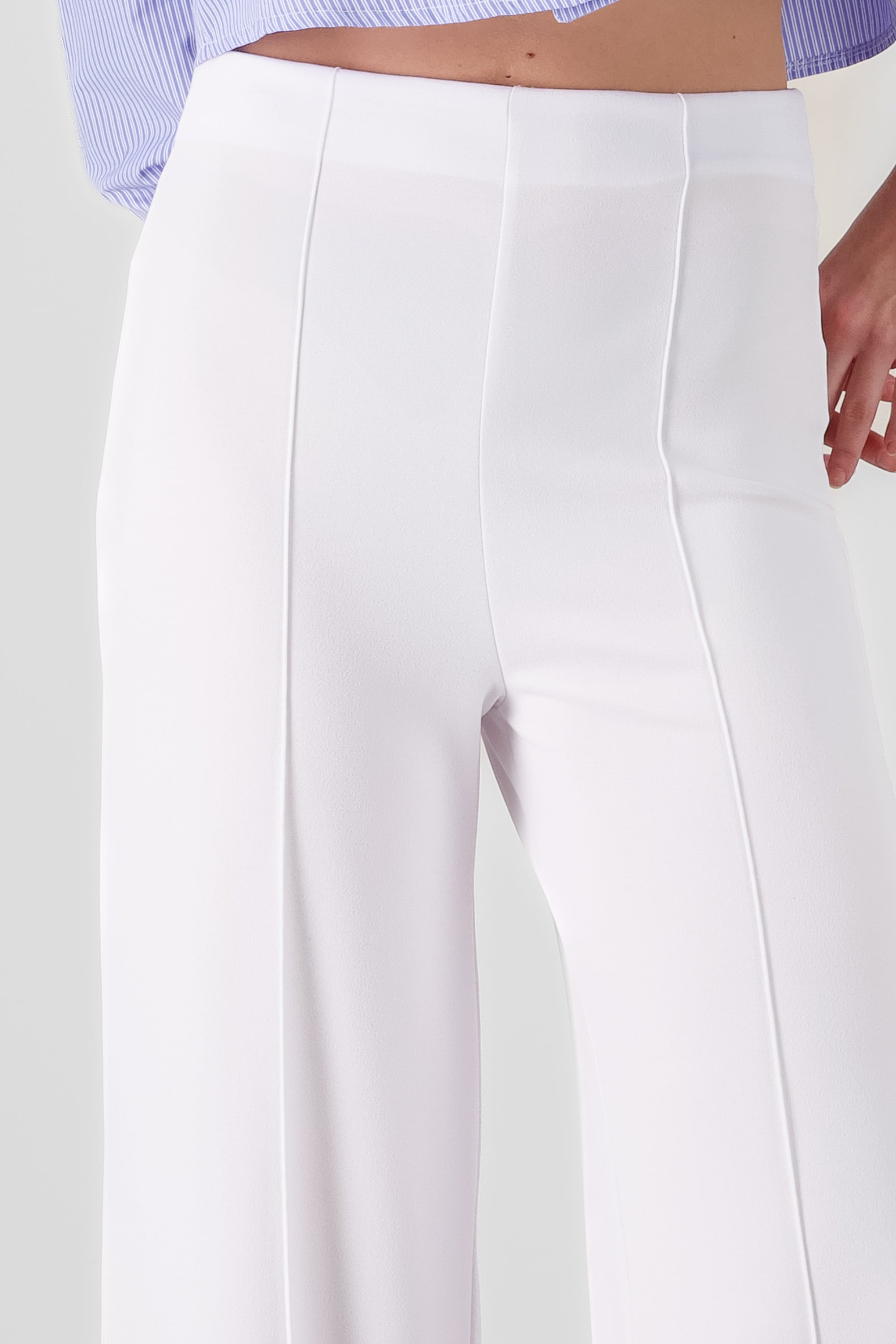 Pantalón Wide Leg Cintura Alta Costuras BLANCO