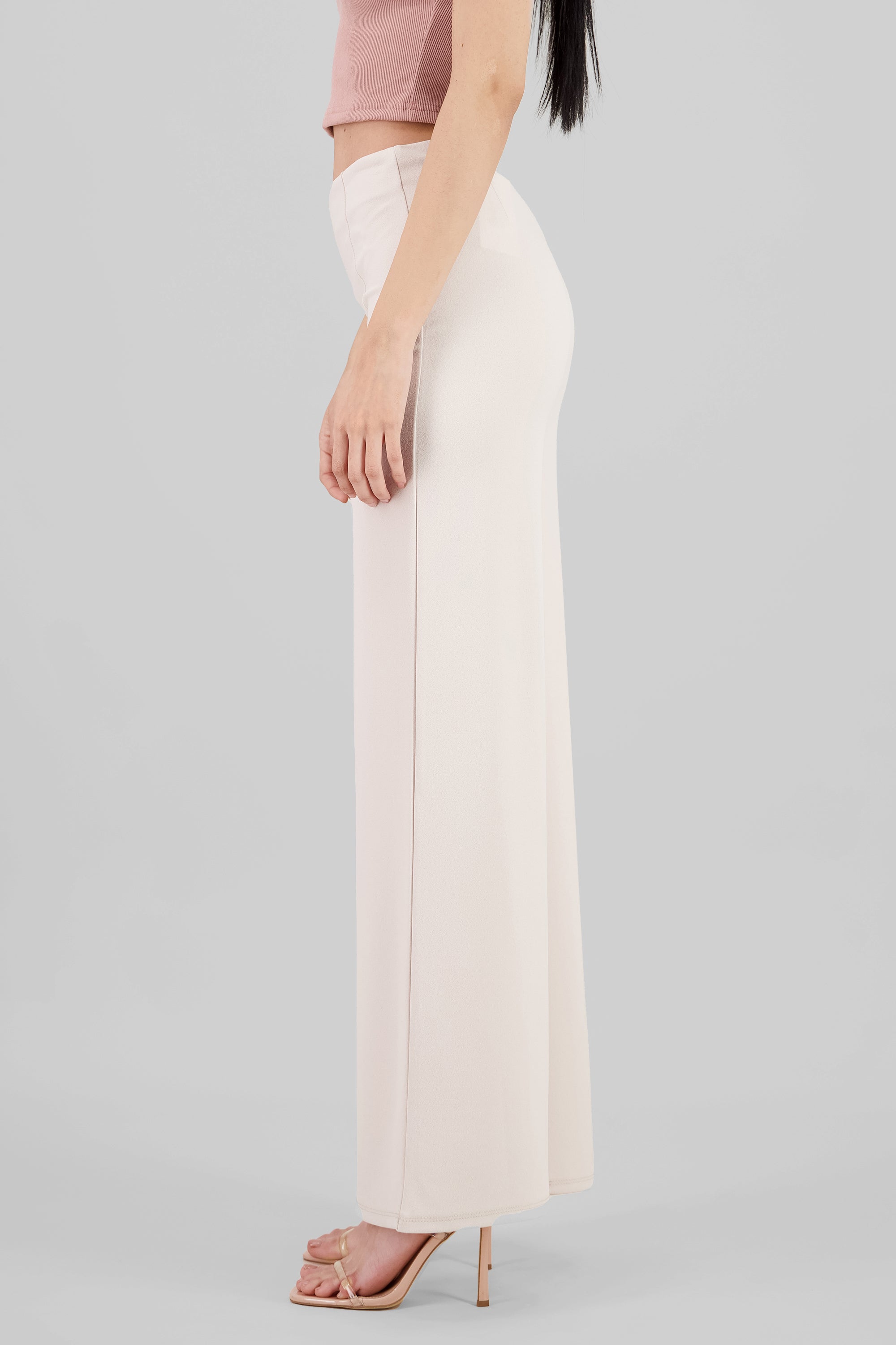 Pantalón Wide Leg Cintura Alta Costuras