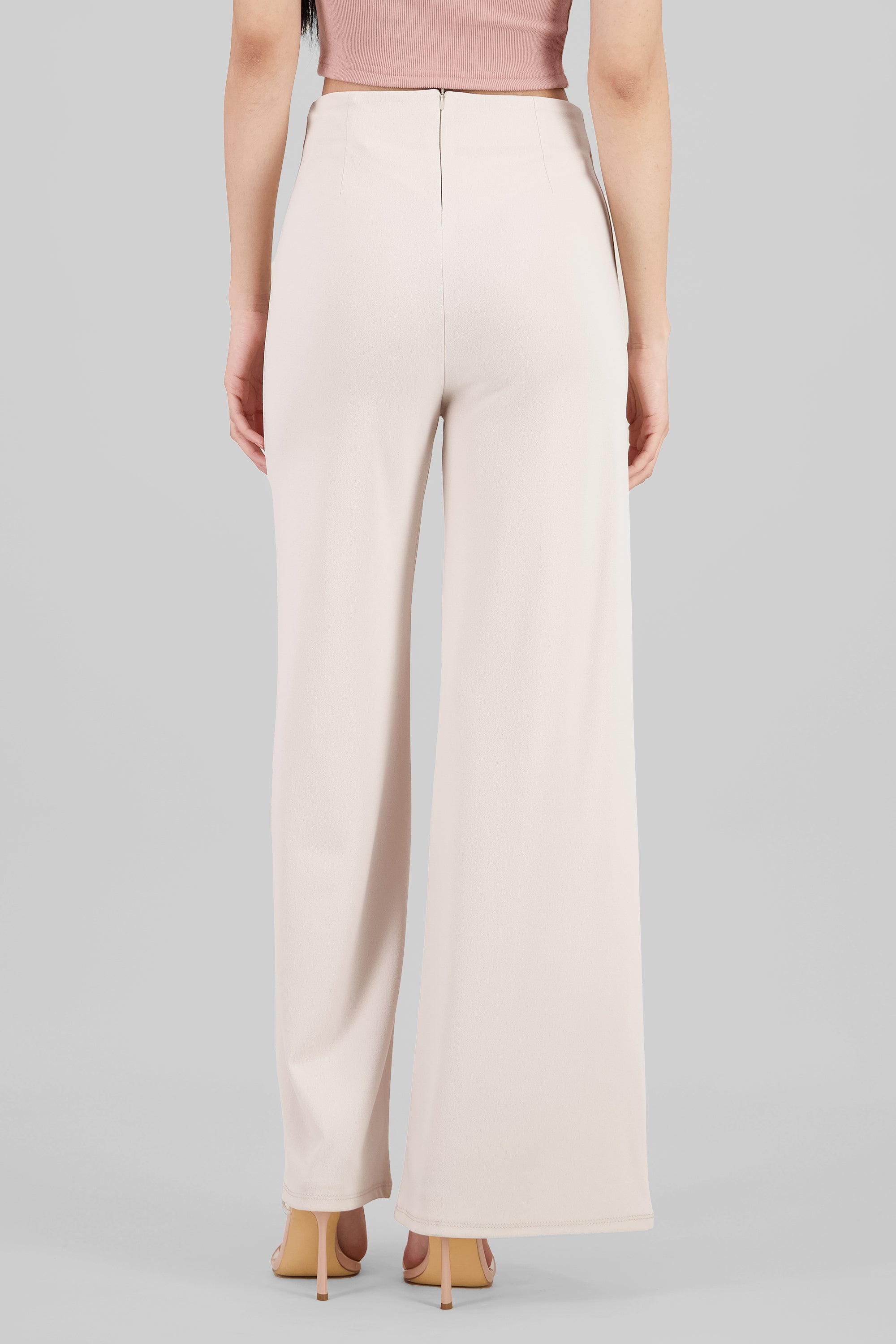 Pantalón Wide Leg Cintura Alta Costuras