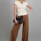 Pantalón Wide Leg Cintura Alta Costuras