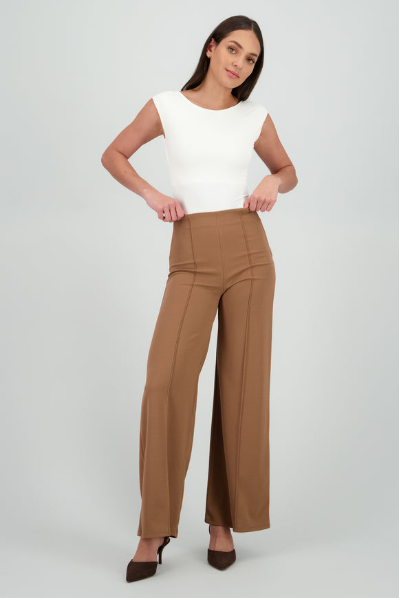Pantalón Wide Leg Cintura Alta Costuras