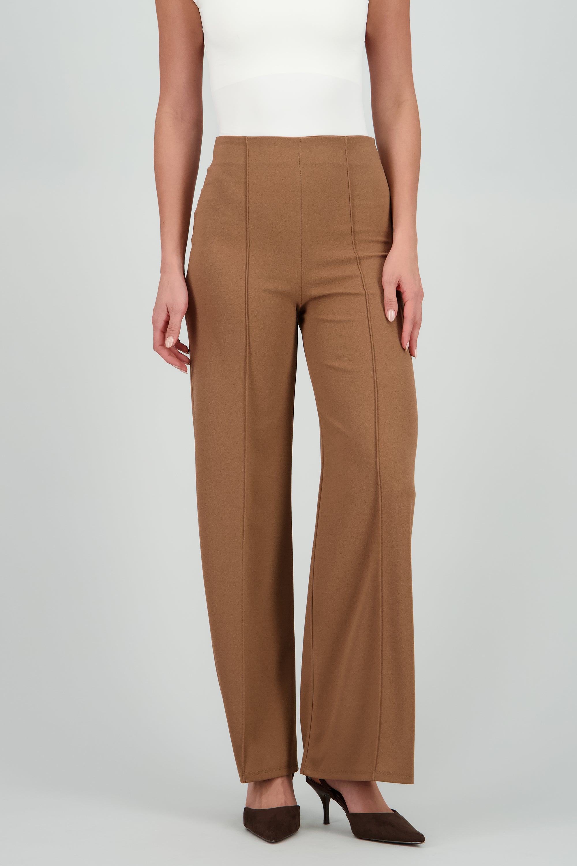 Pantalón Wide Leg Cintura Alta Costuras