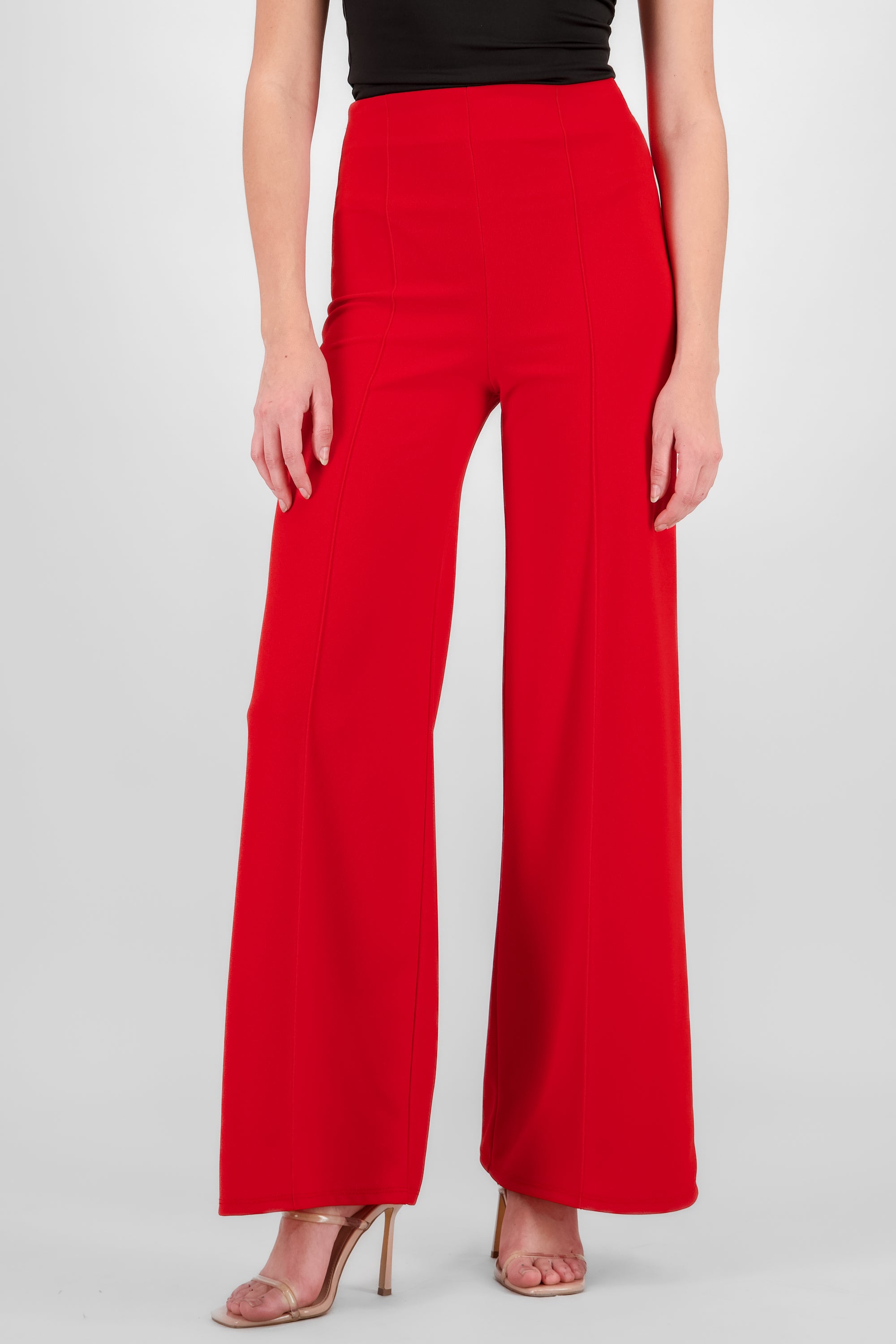 Pantalón Wide Leg Cintura Alta Costuras ROJO