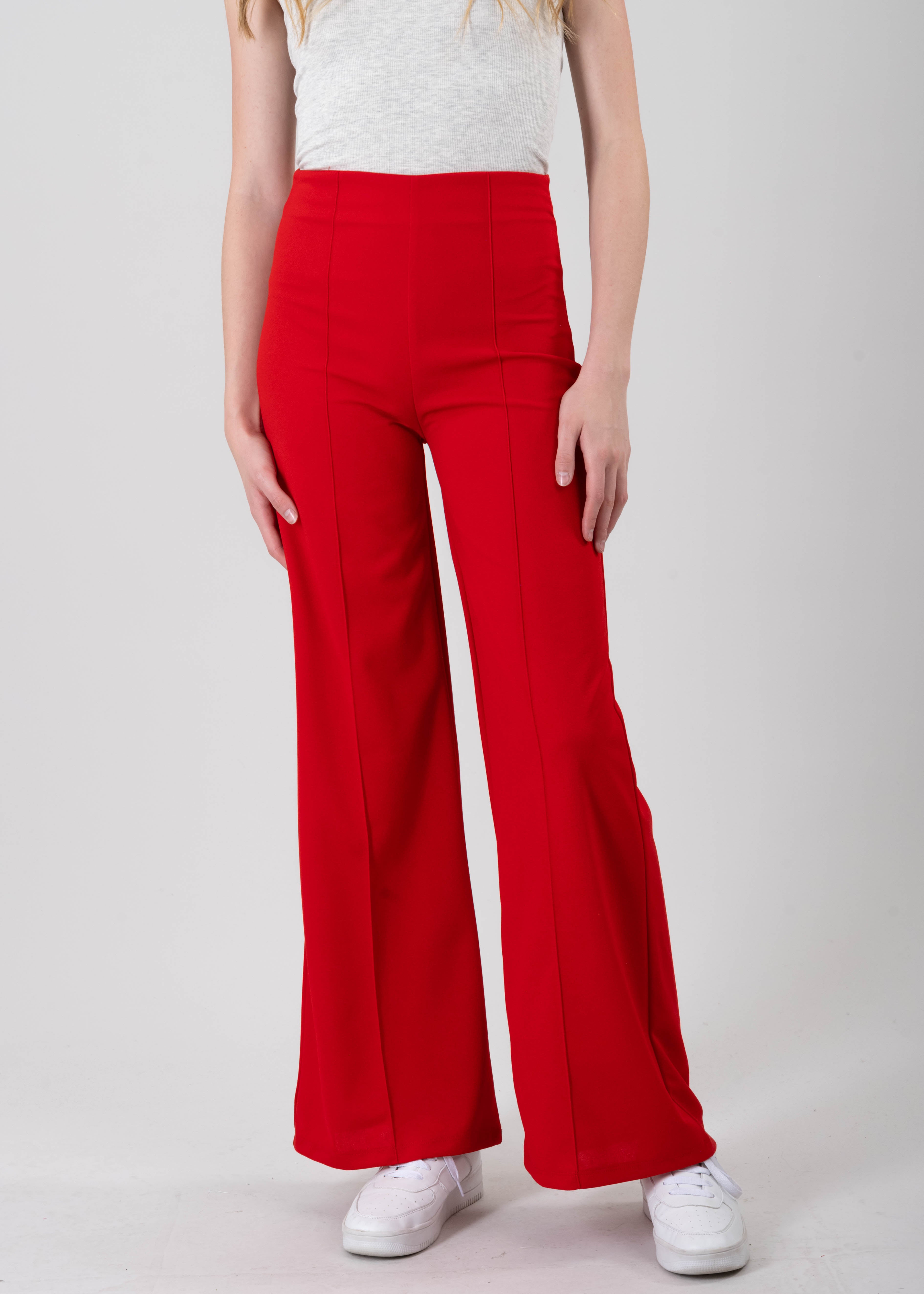 Pantalón Wide Leg Cintura Alta Costuras ROJO