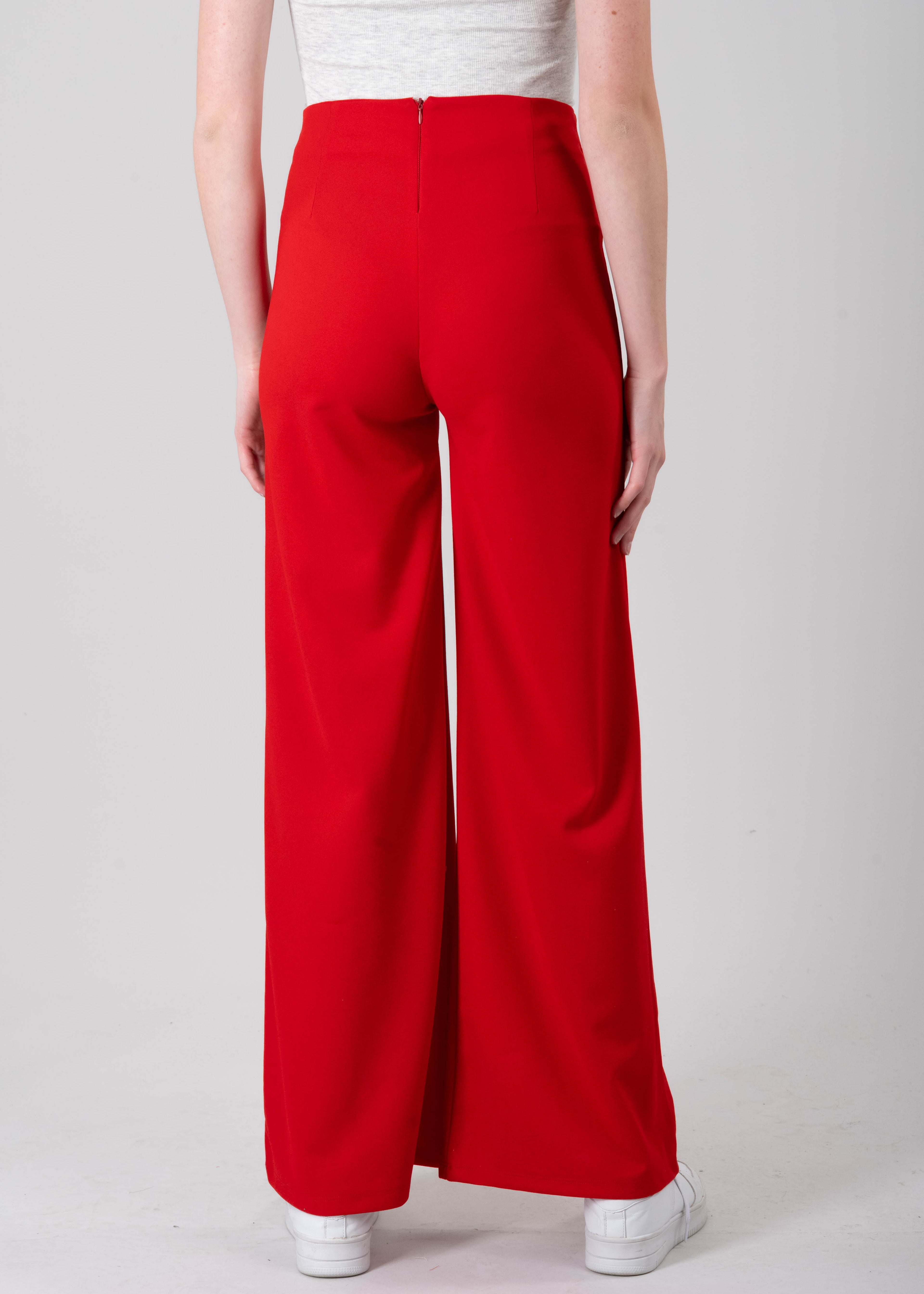 Pantalón Wide Leg Cintura Alta Costuras ROJO