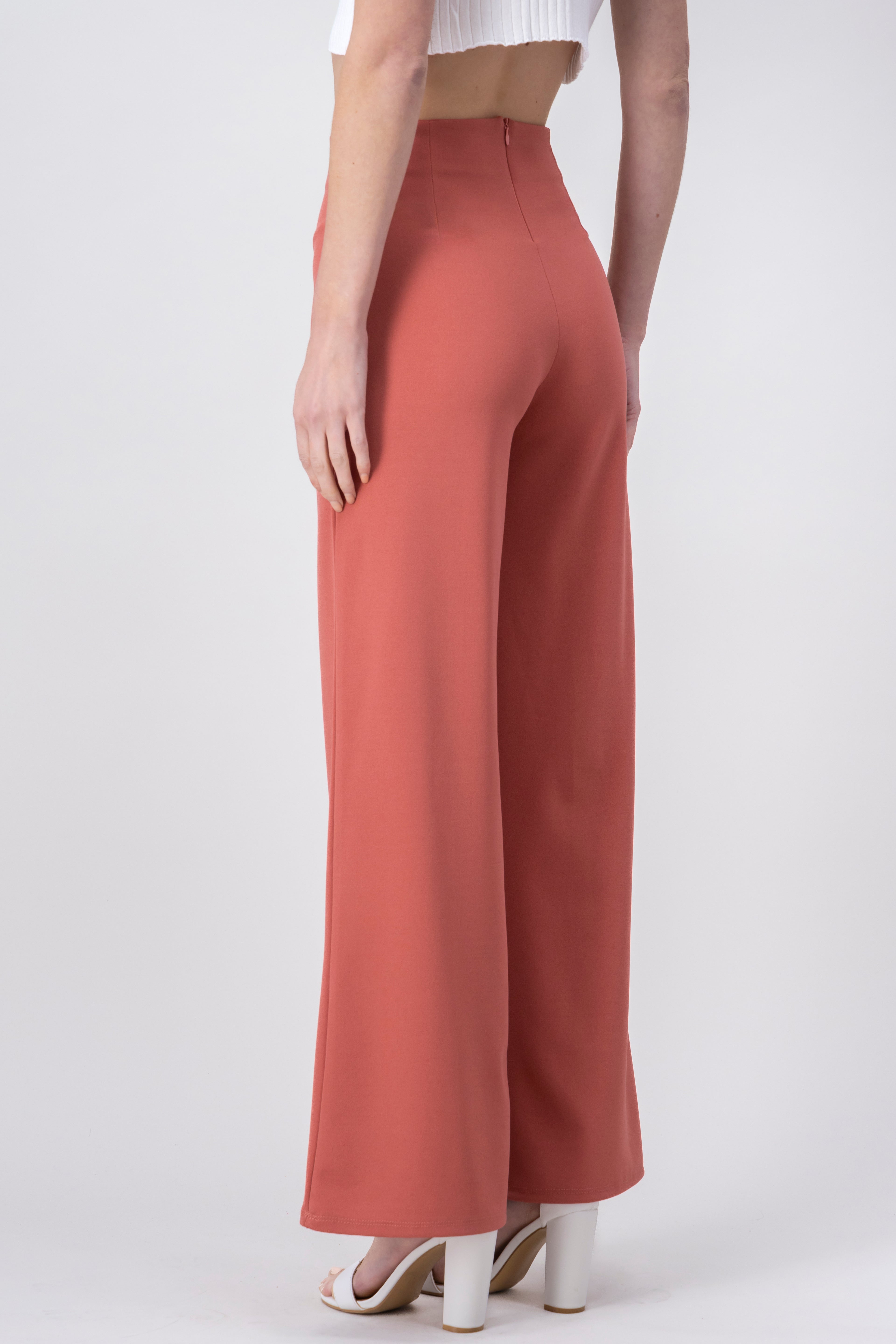 Pantalón Wide Leg Cintura Alta Costuras BLUSH