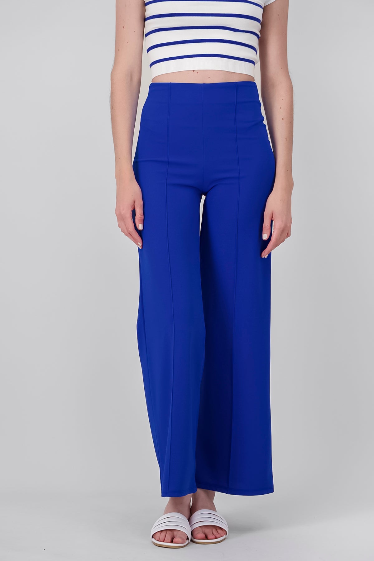 Pantalón Wide Leg Cintura Alta Costuras