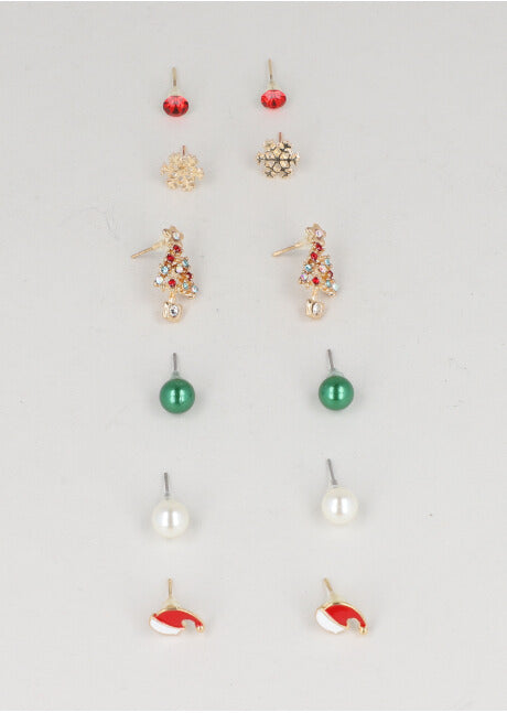 6 Pr Aretes Arbolito Navidad ORO