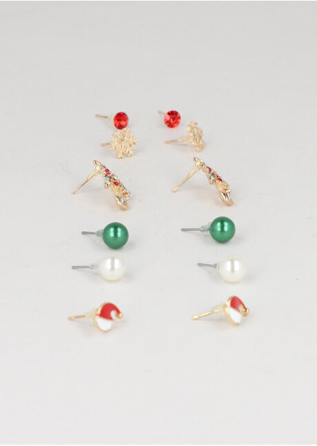 6 Pr Aretes Arbolito Navidad ORO