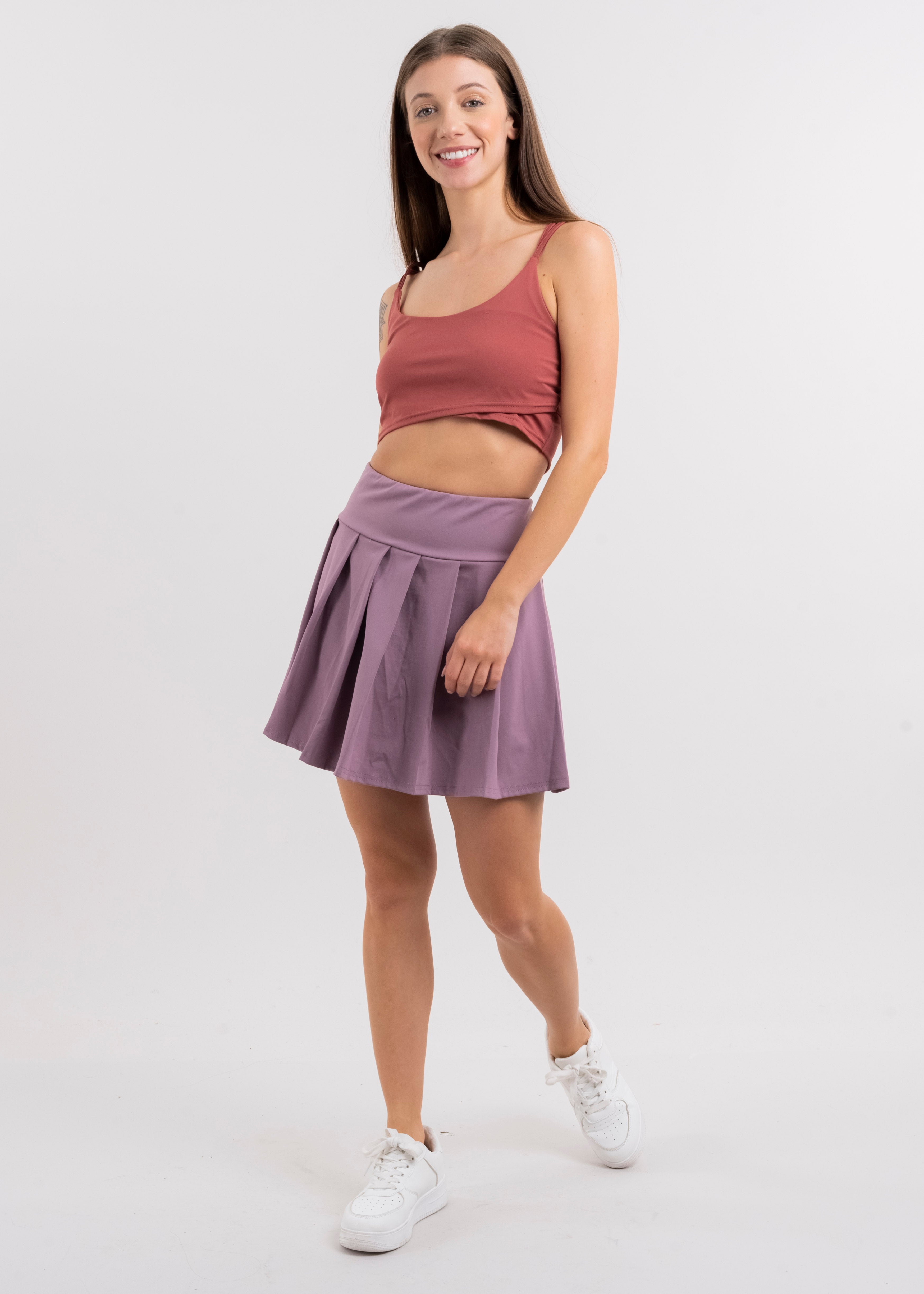 Falda mini tableada MORADO