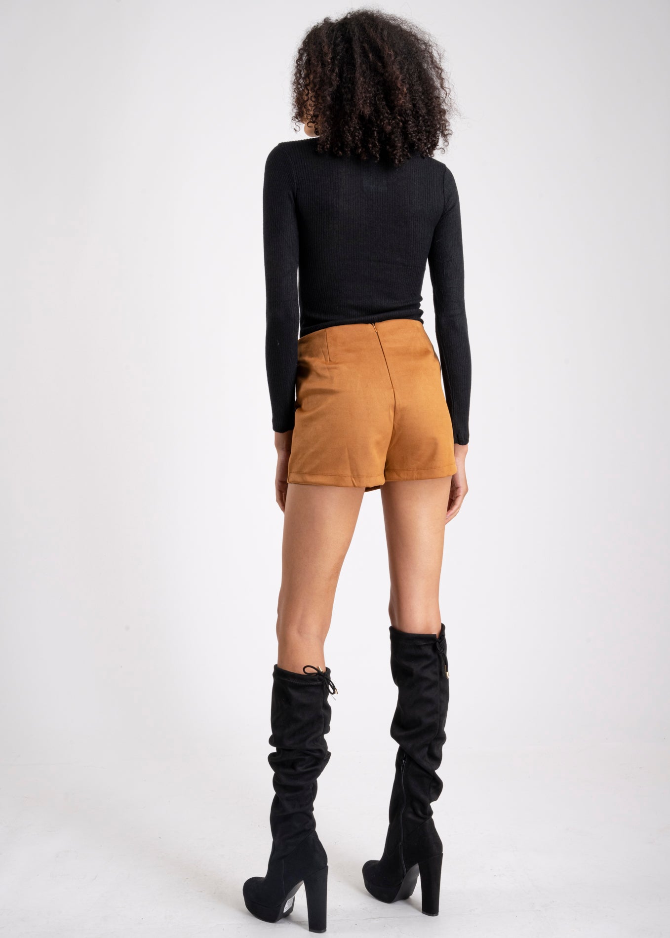 Falda Short Liso Pretina CAMELLO