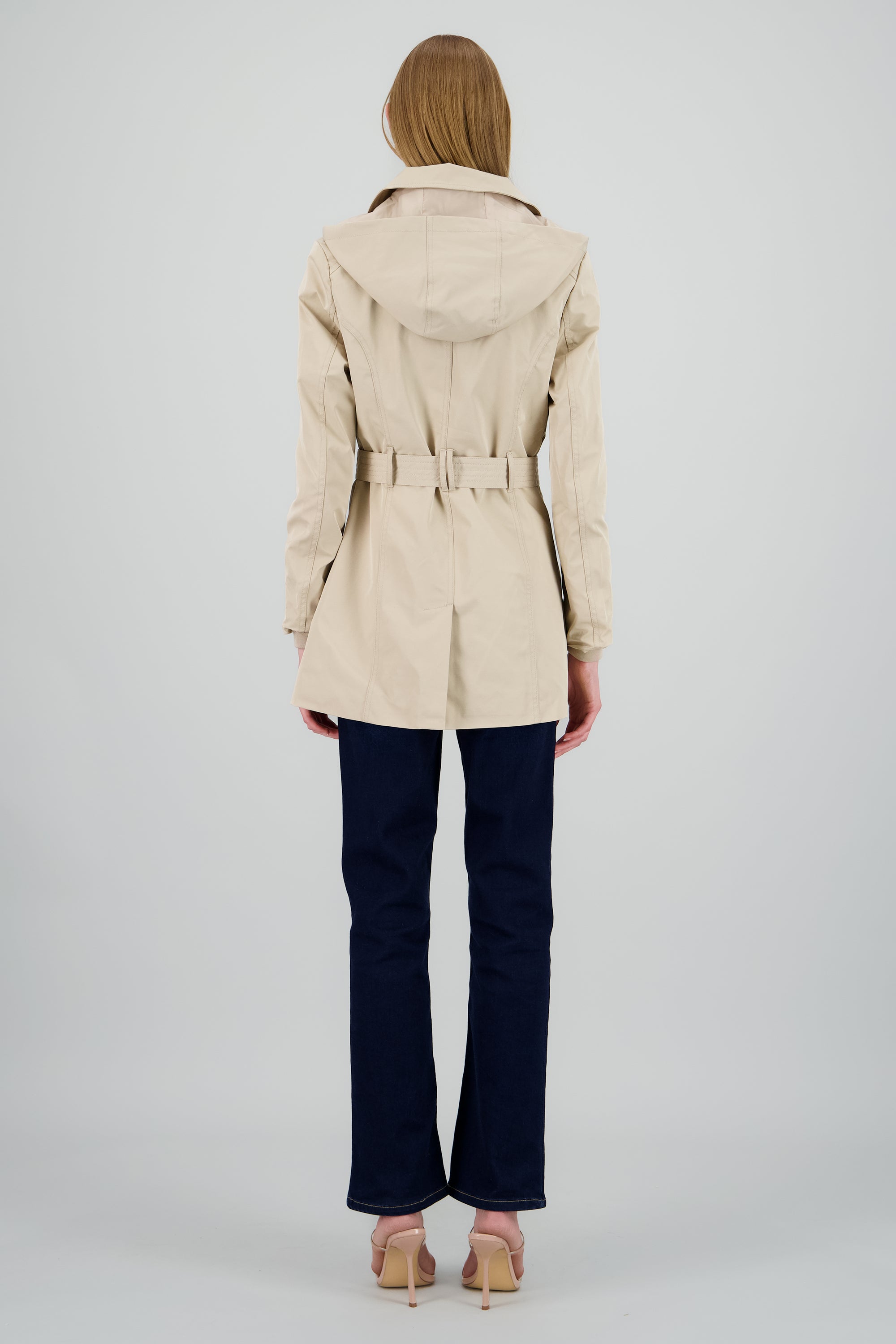 Gabardina ajustada capucha BEIGE