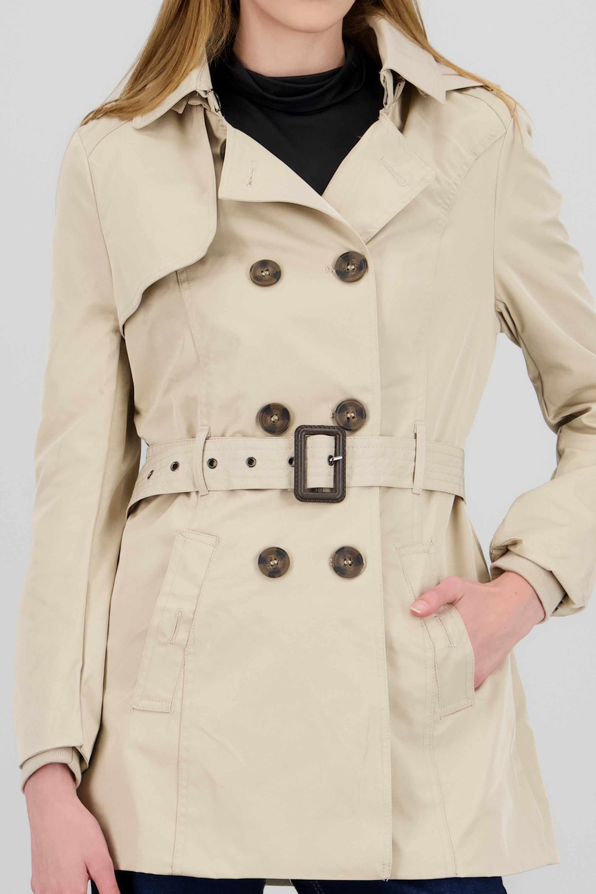 Gabardina ajustada capucha BEIGE