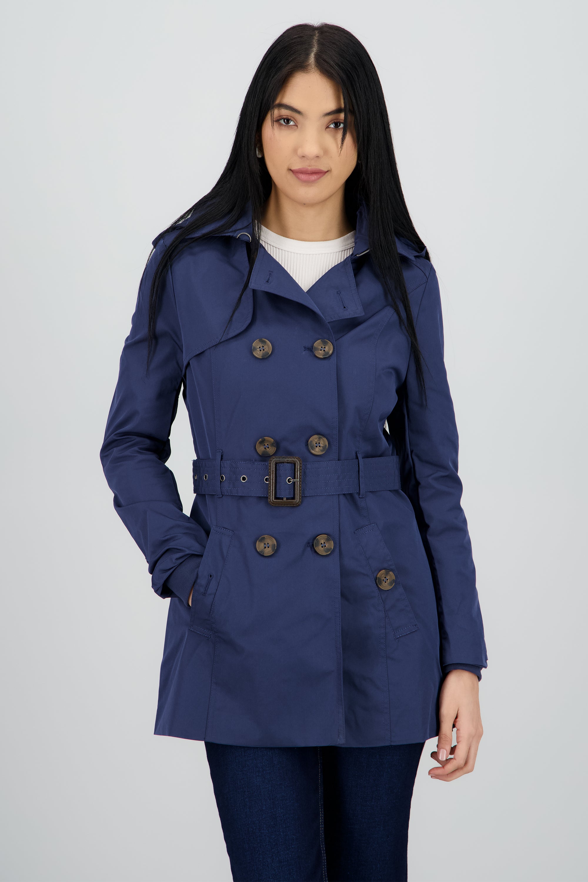 Gabardina ajustada capucha MARINO