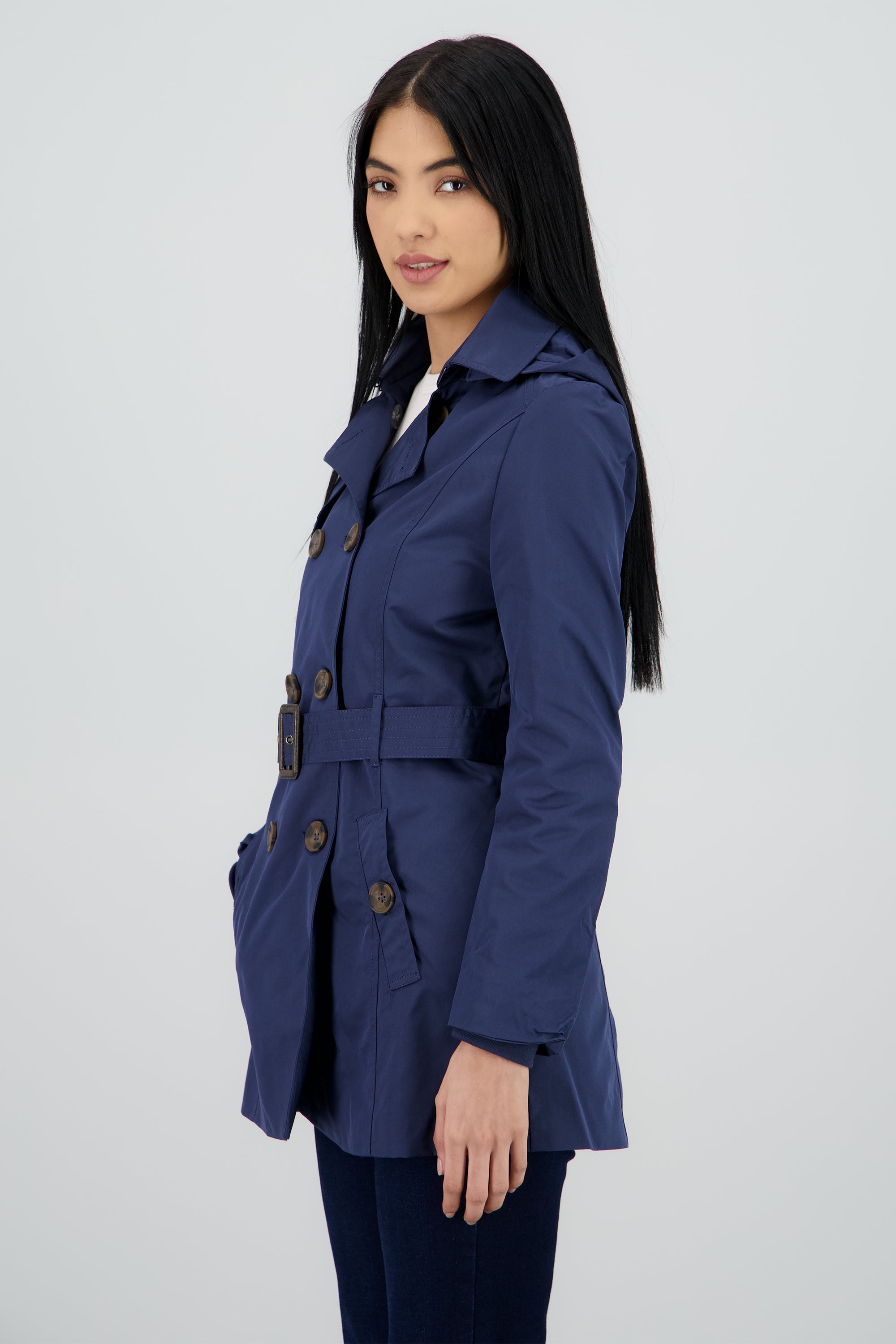 Gabardina ajustada capucha MARINO
