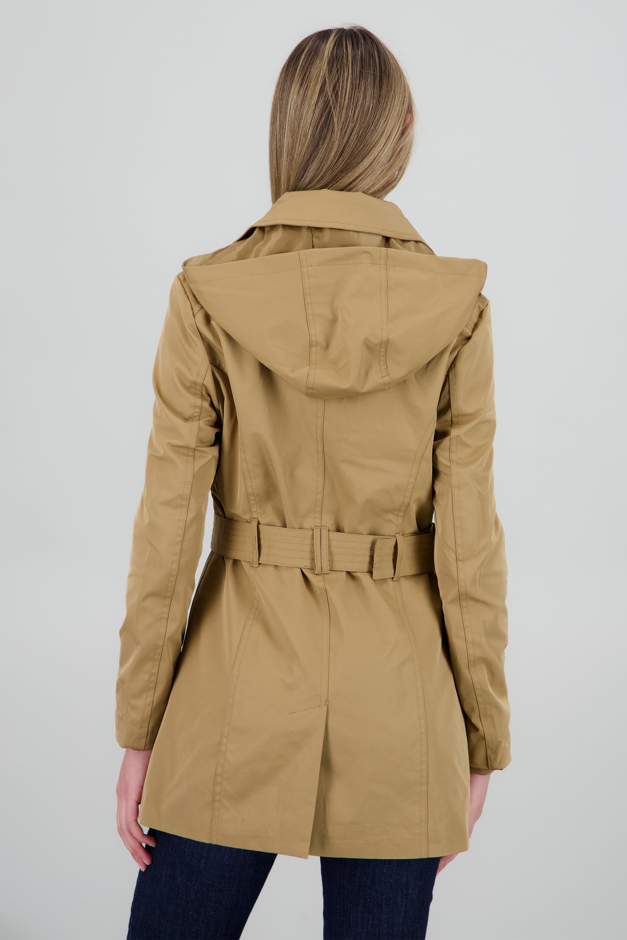 Gabardina ajustada capucha CAFE