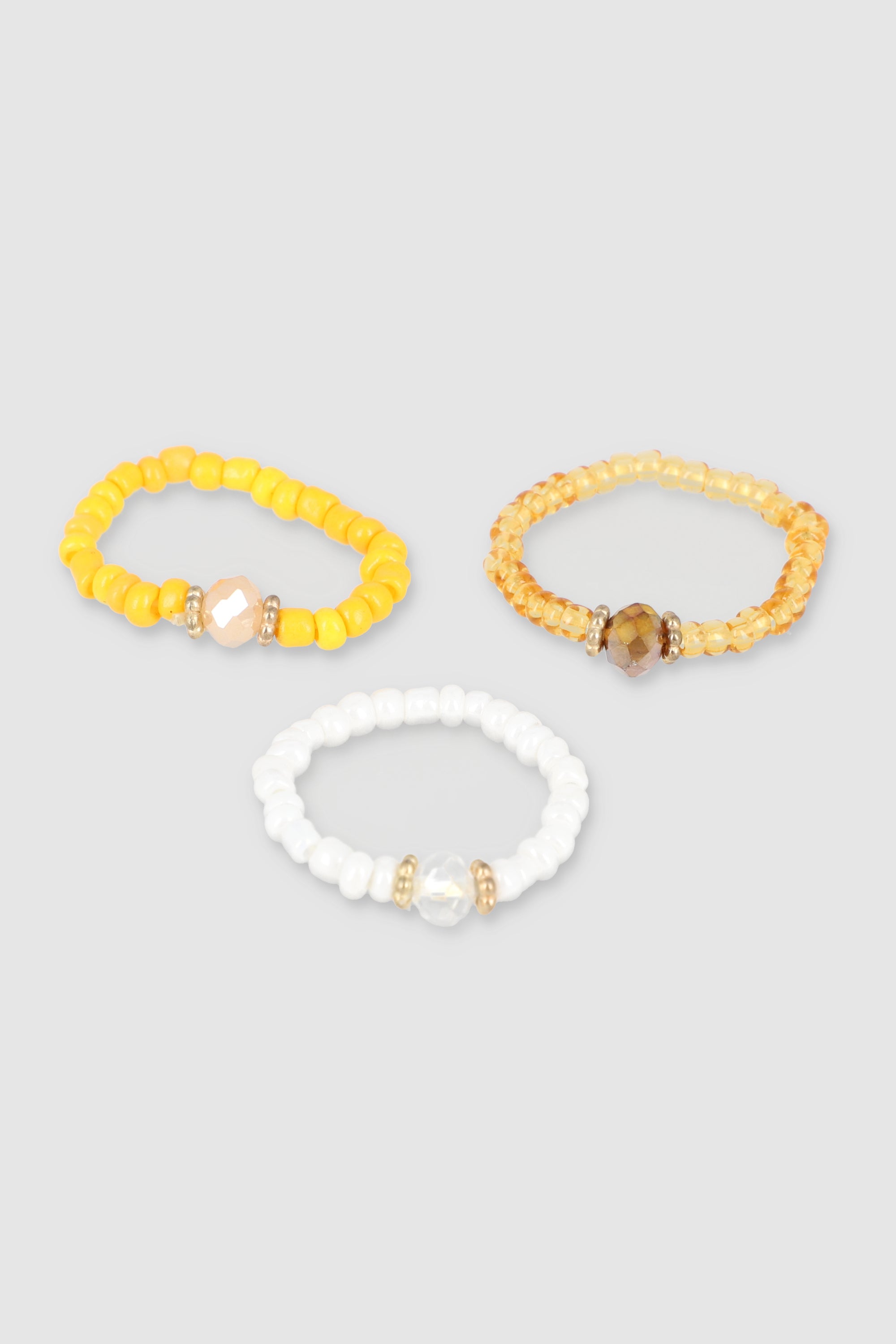3 Pares anillos beads AMARILLO