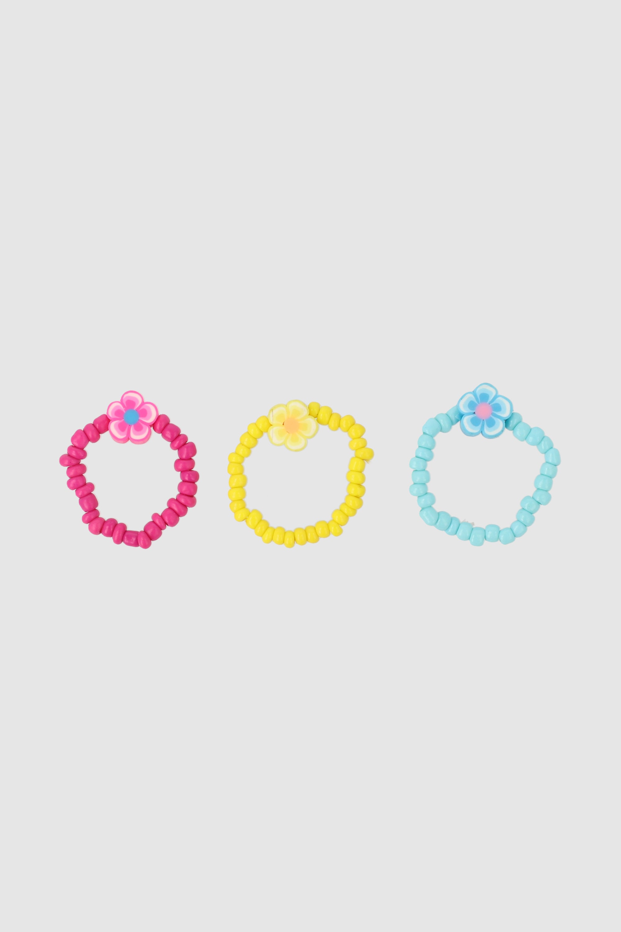 3P Anillos Beads Flor ROSA COMBO