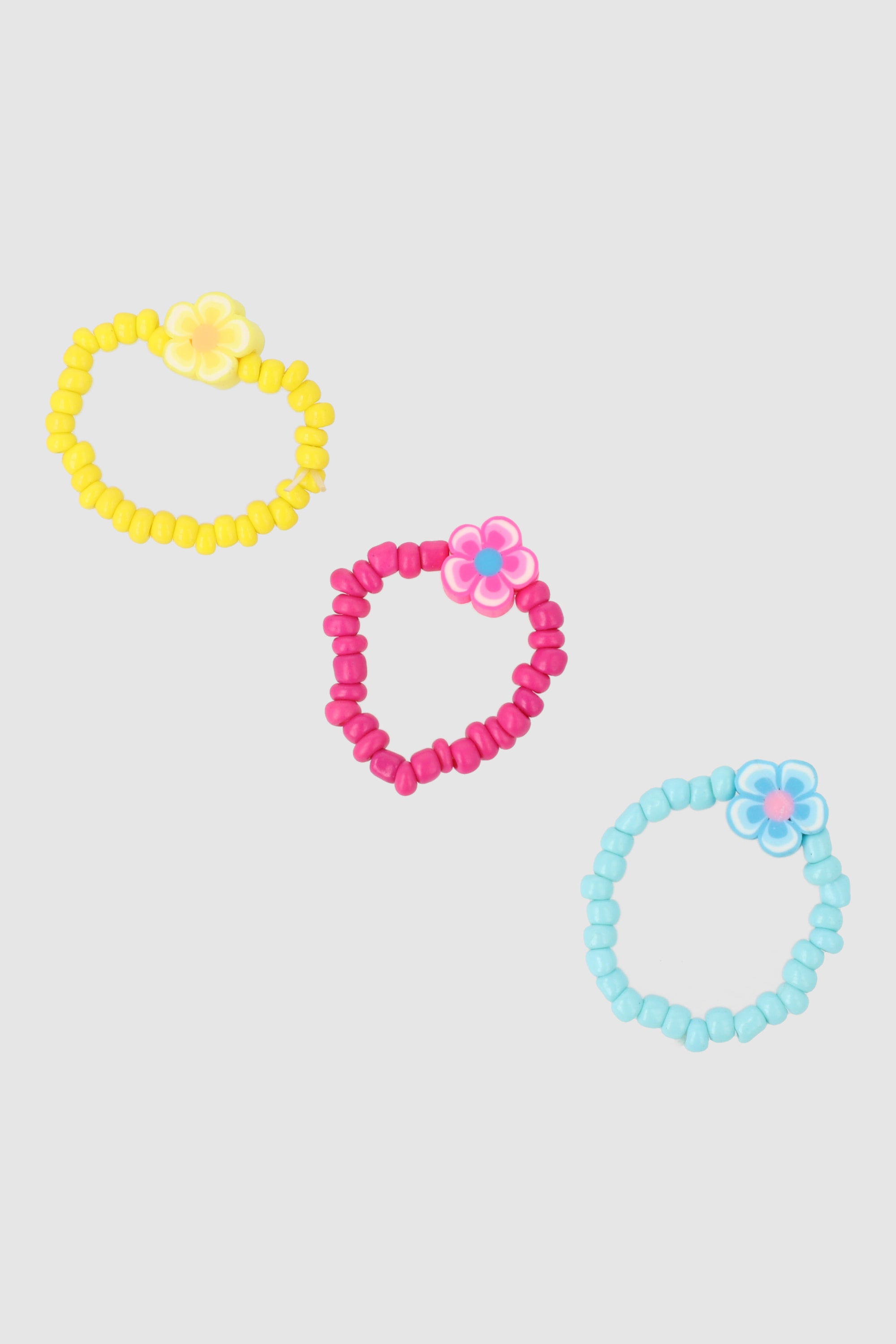 3P Anillos Beads Flor ROSA COMBO