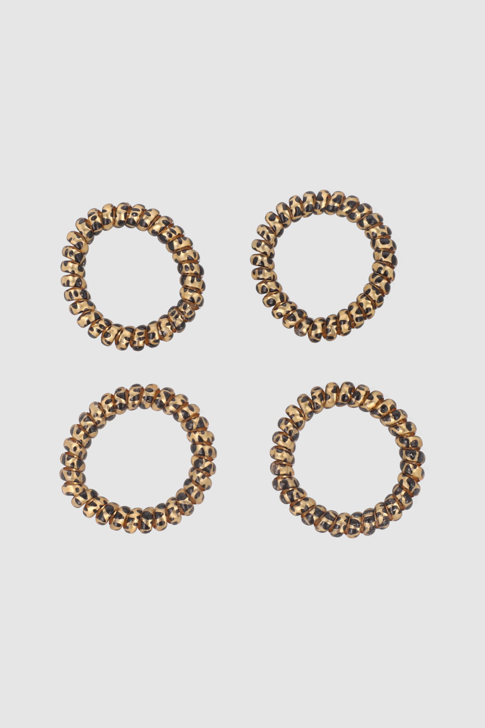 4 Pares De Ligas De Telefono Animal Print CAFE
