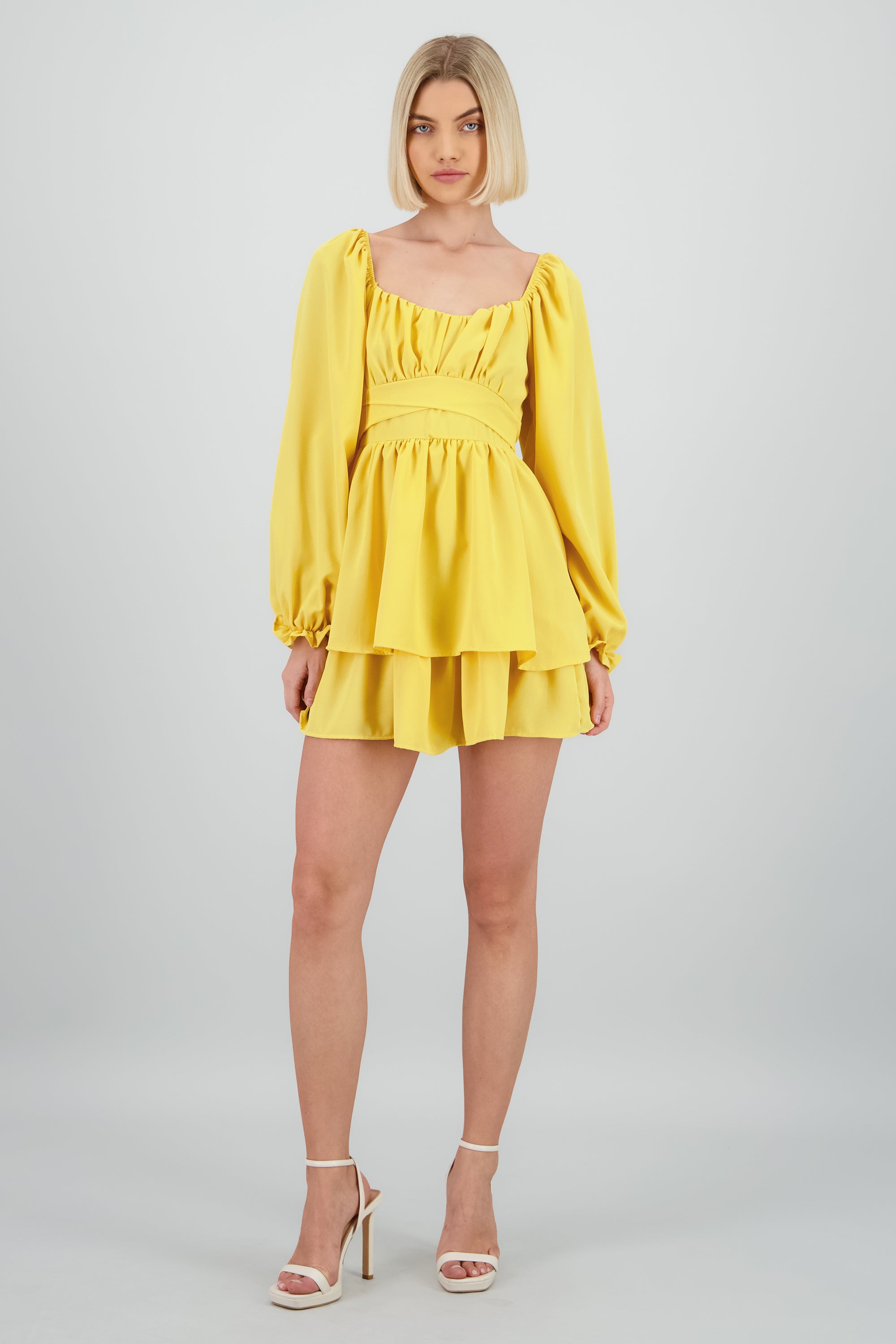 Vestido Mini Olanes Manga Larga AMARILLO