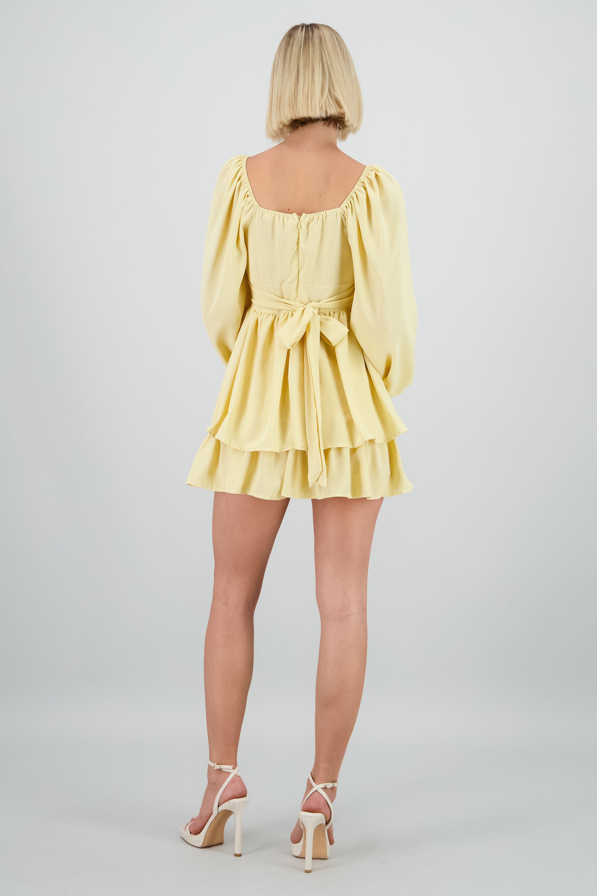 Vestido Mini Olanes Manga Larga AMARILLO PASTEL