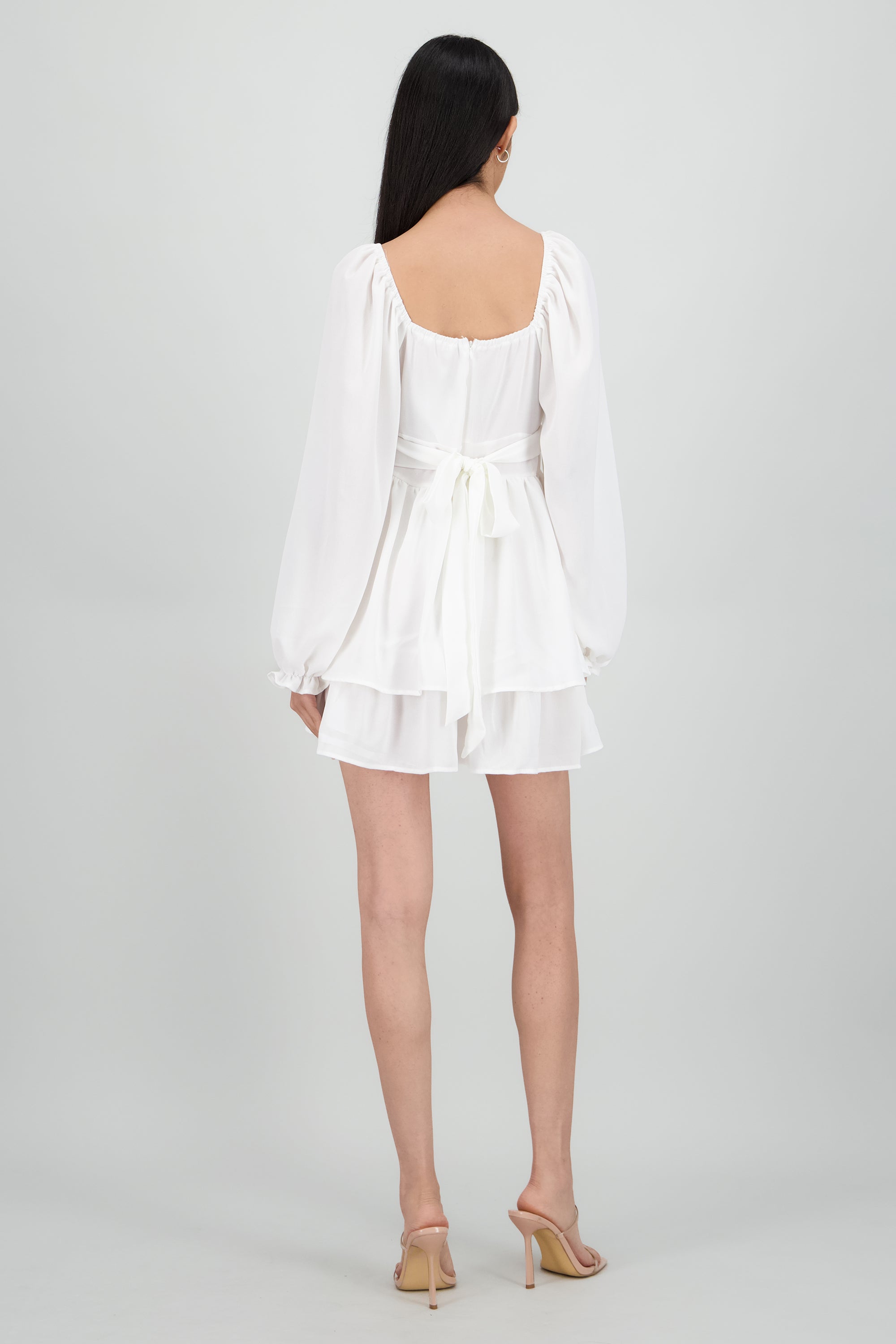 Vestido Mini Olanes Manga Larga BLANCO