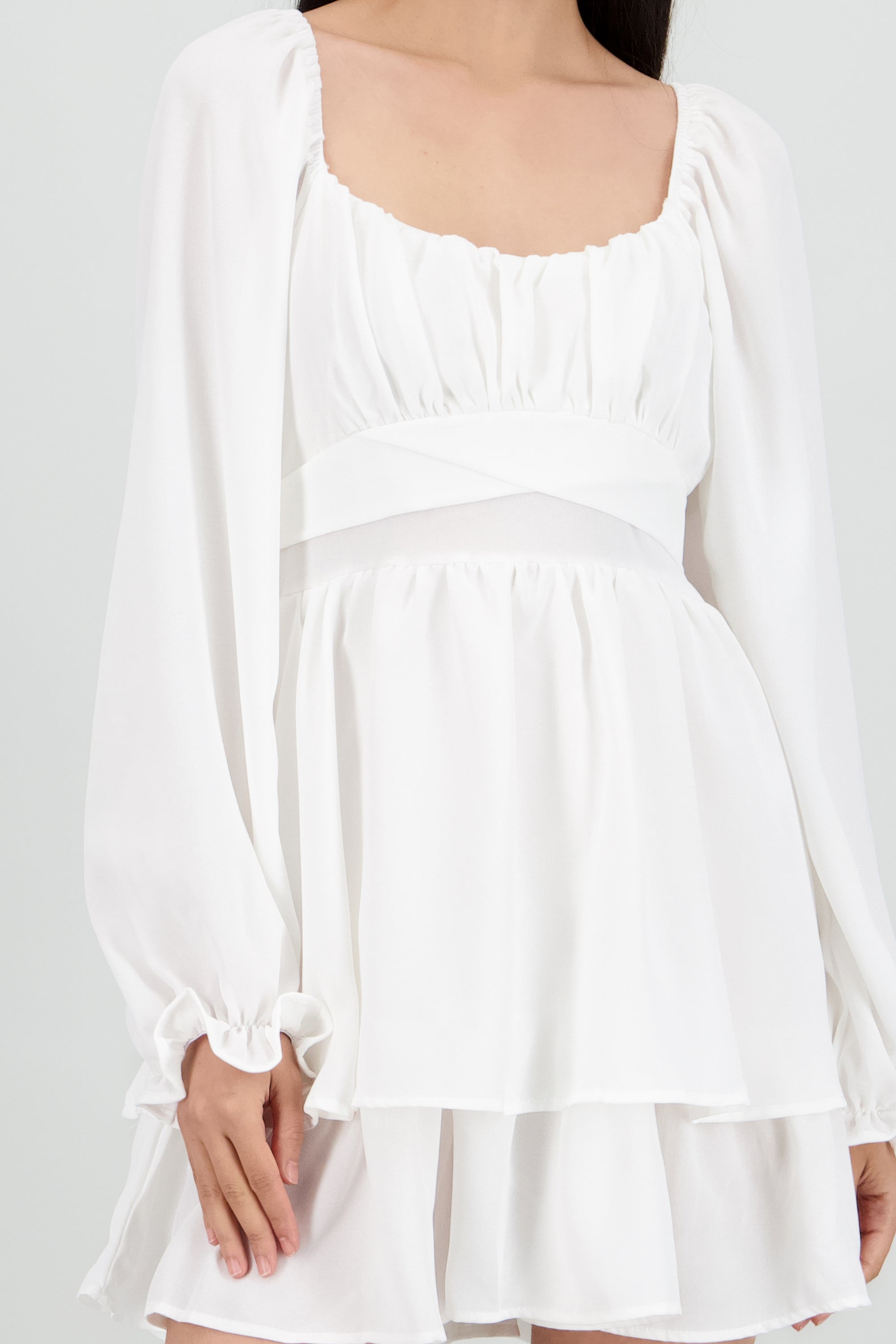 Vestido Mini Olanes Manga Larga BLANCO