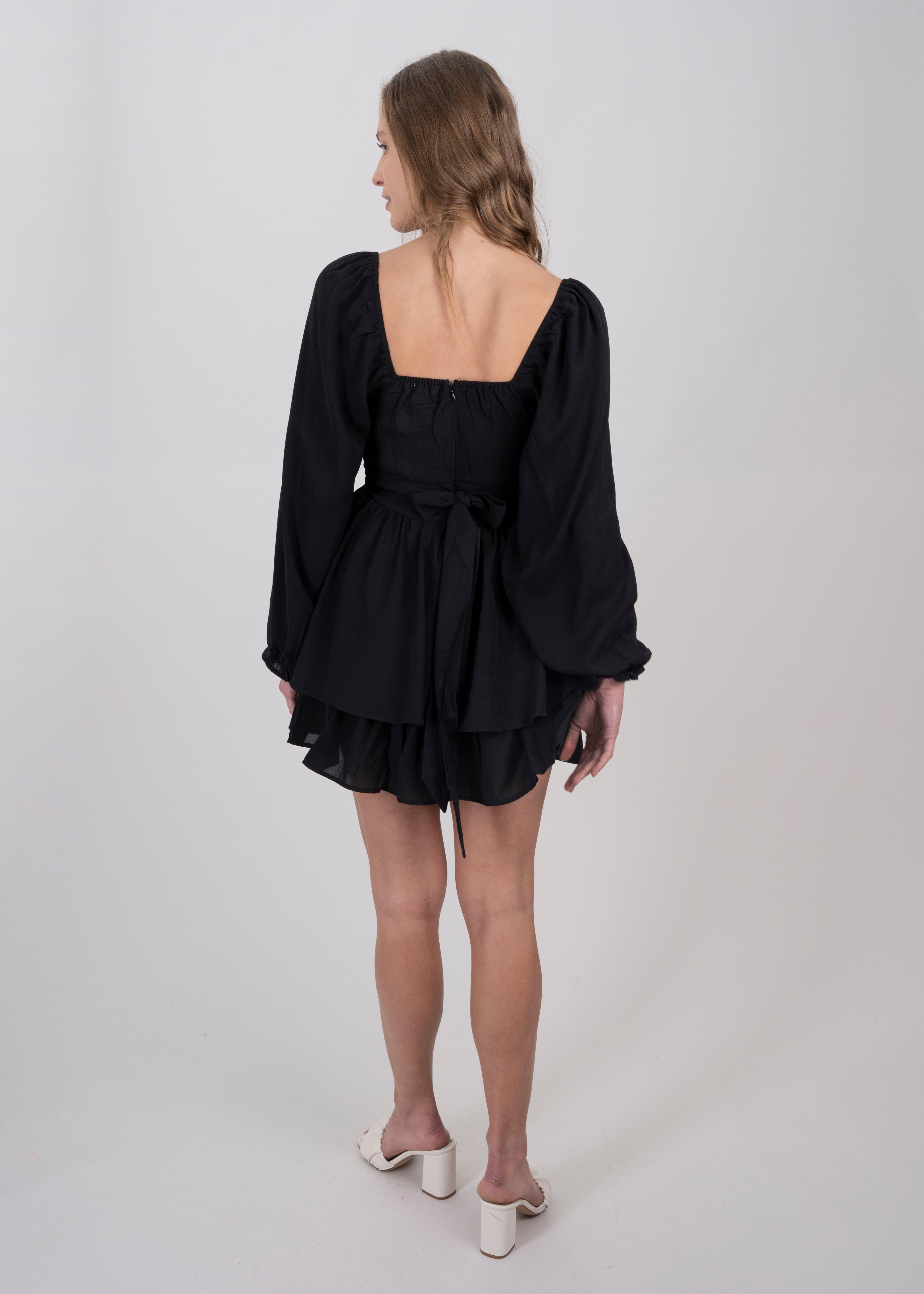 Vestido Mini Olanes Manga Larga NEGRO