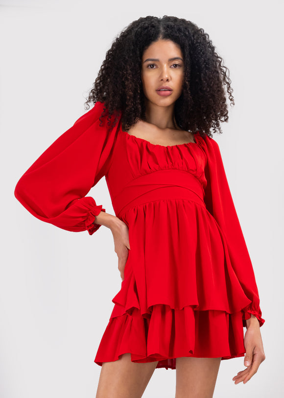 Vestido Mini Olanes Manga Larga