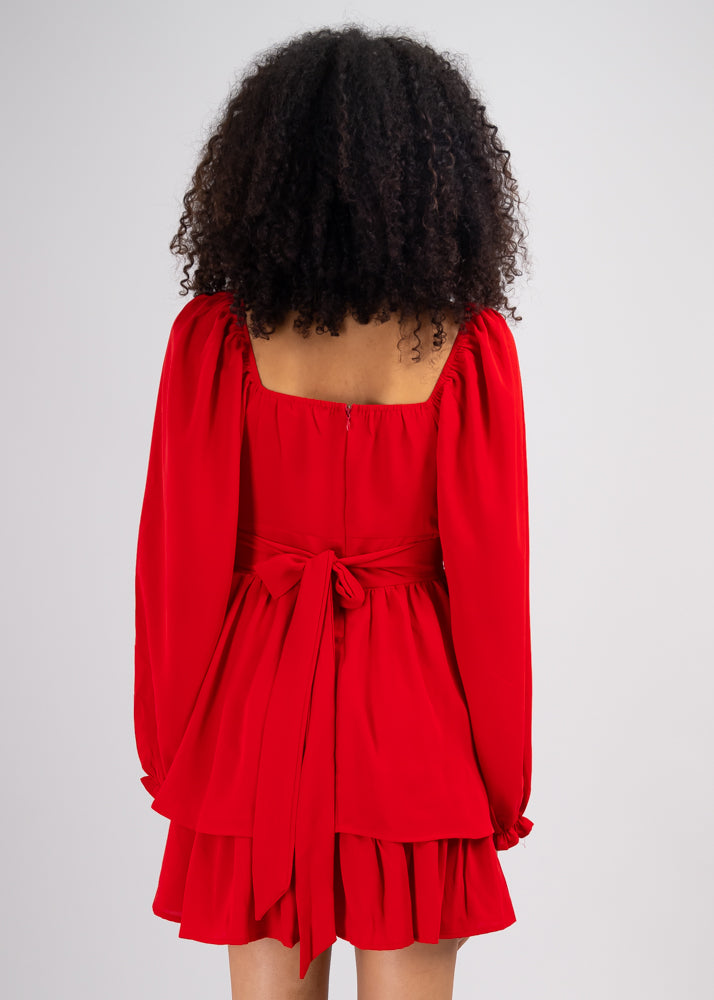 Vestido Mini Olanes Manga Larga ROJO
