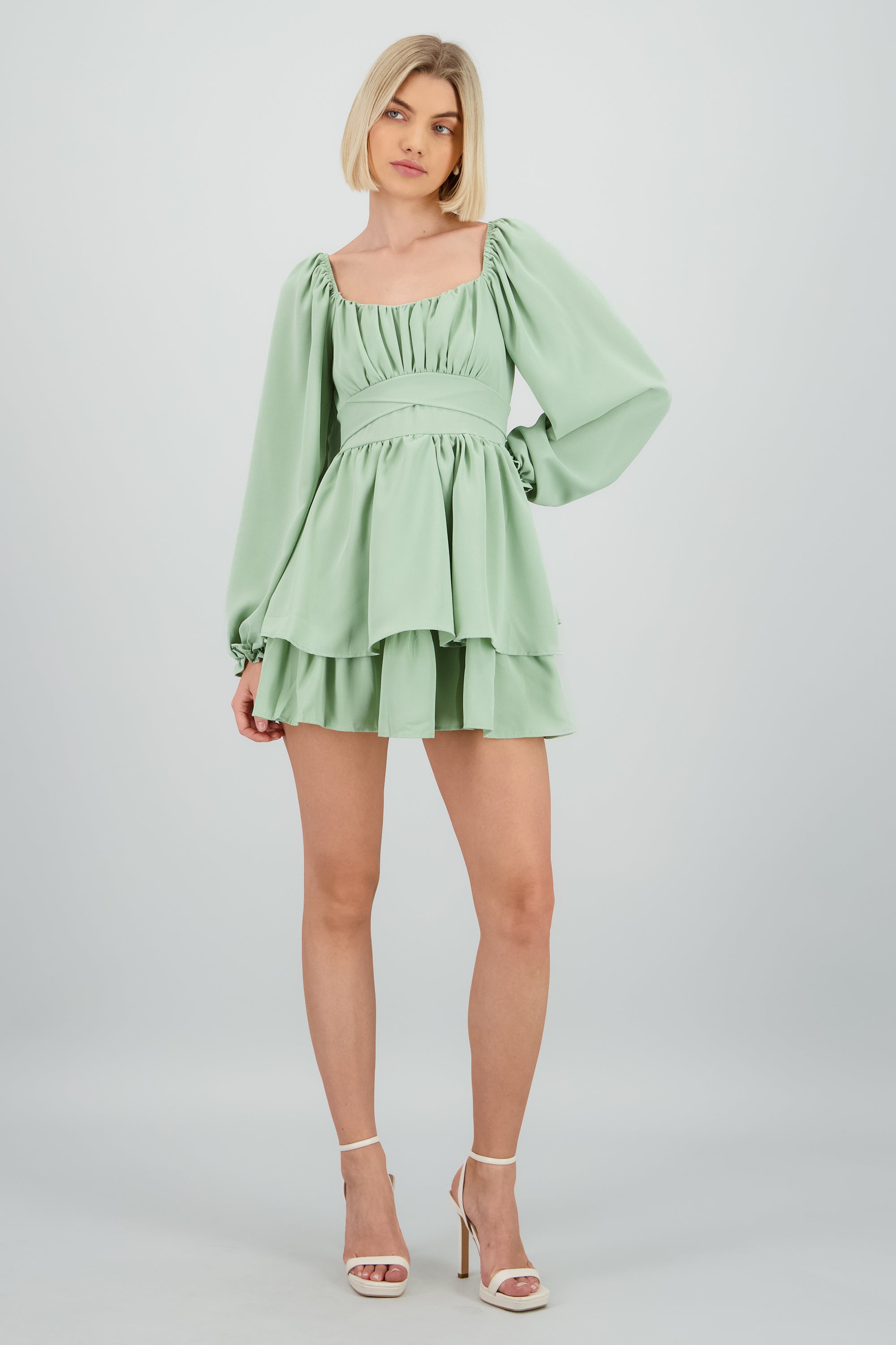 Vestido Mini Olanes Manga Larga SAGE