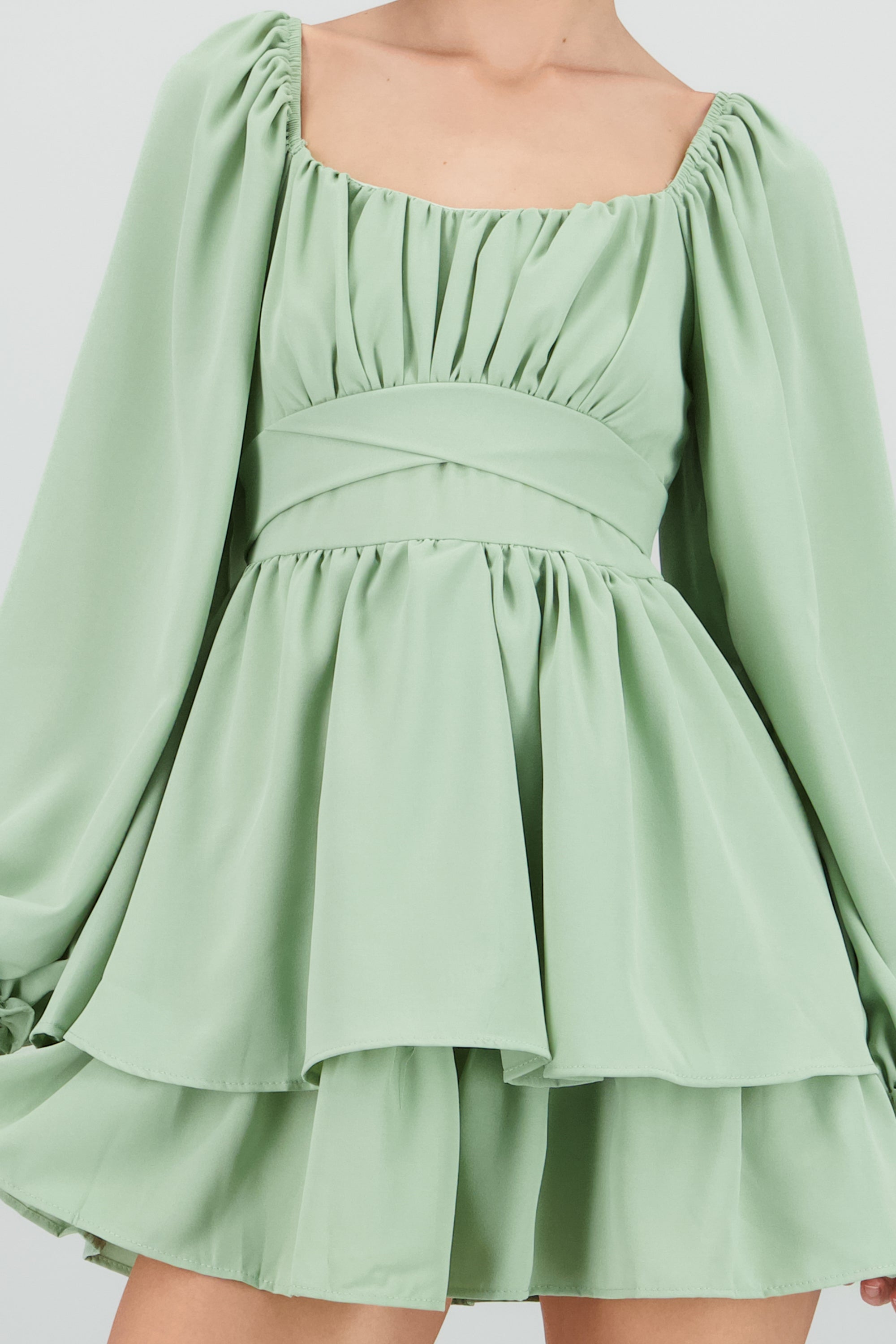 Vestido Mini Olanes Manga Larga SAGE