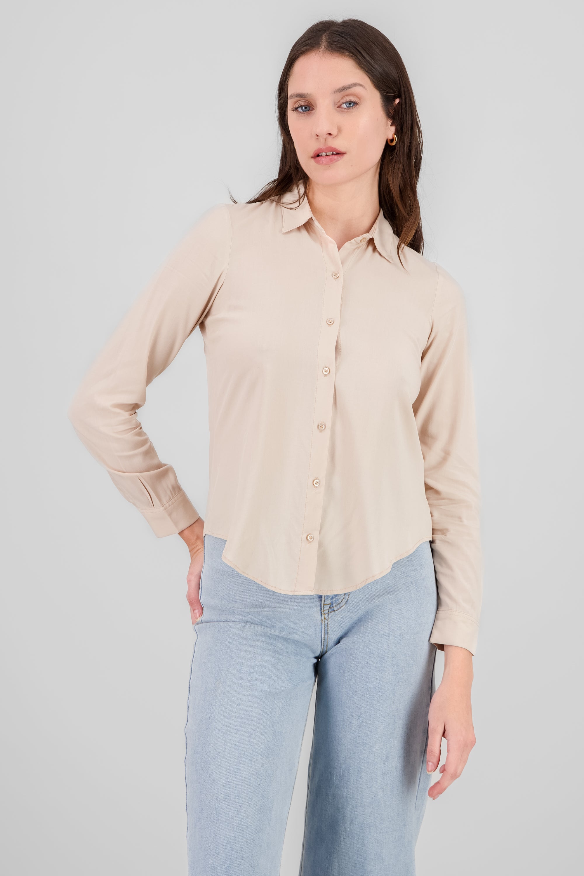 Camisa Manga Larga Lisa BEIGE