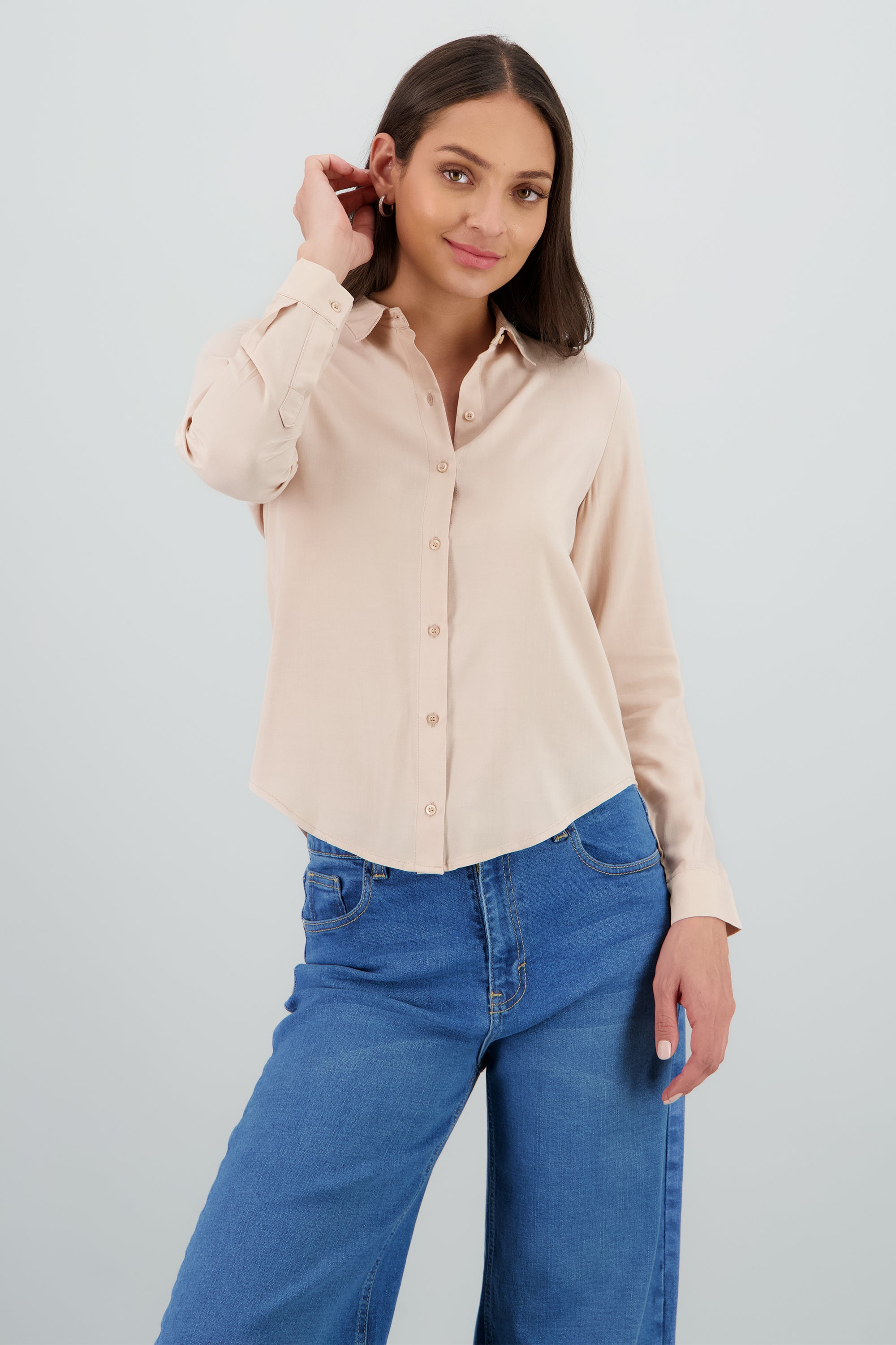 Camisa Manga Larga Lisa BEIGE