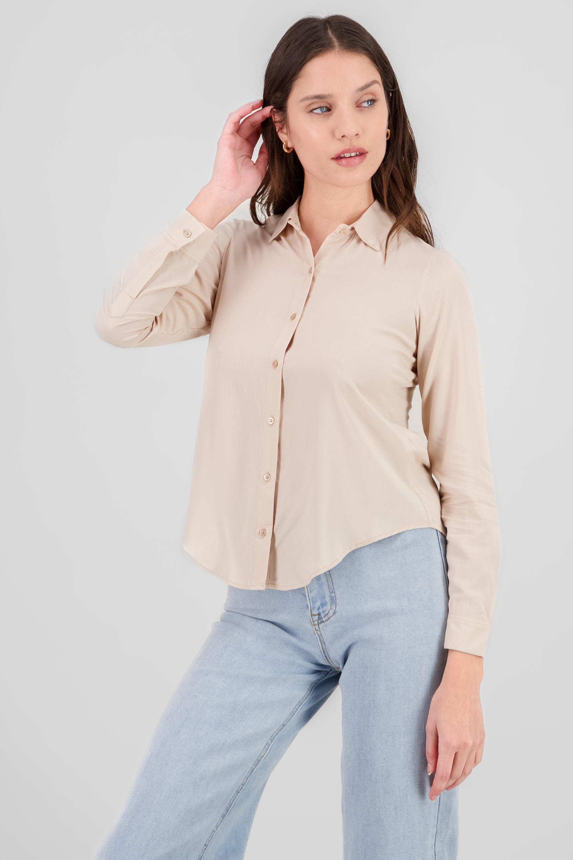 Camisa Manga Larga Lisa BEIGE