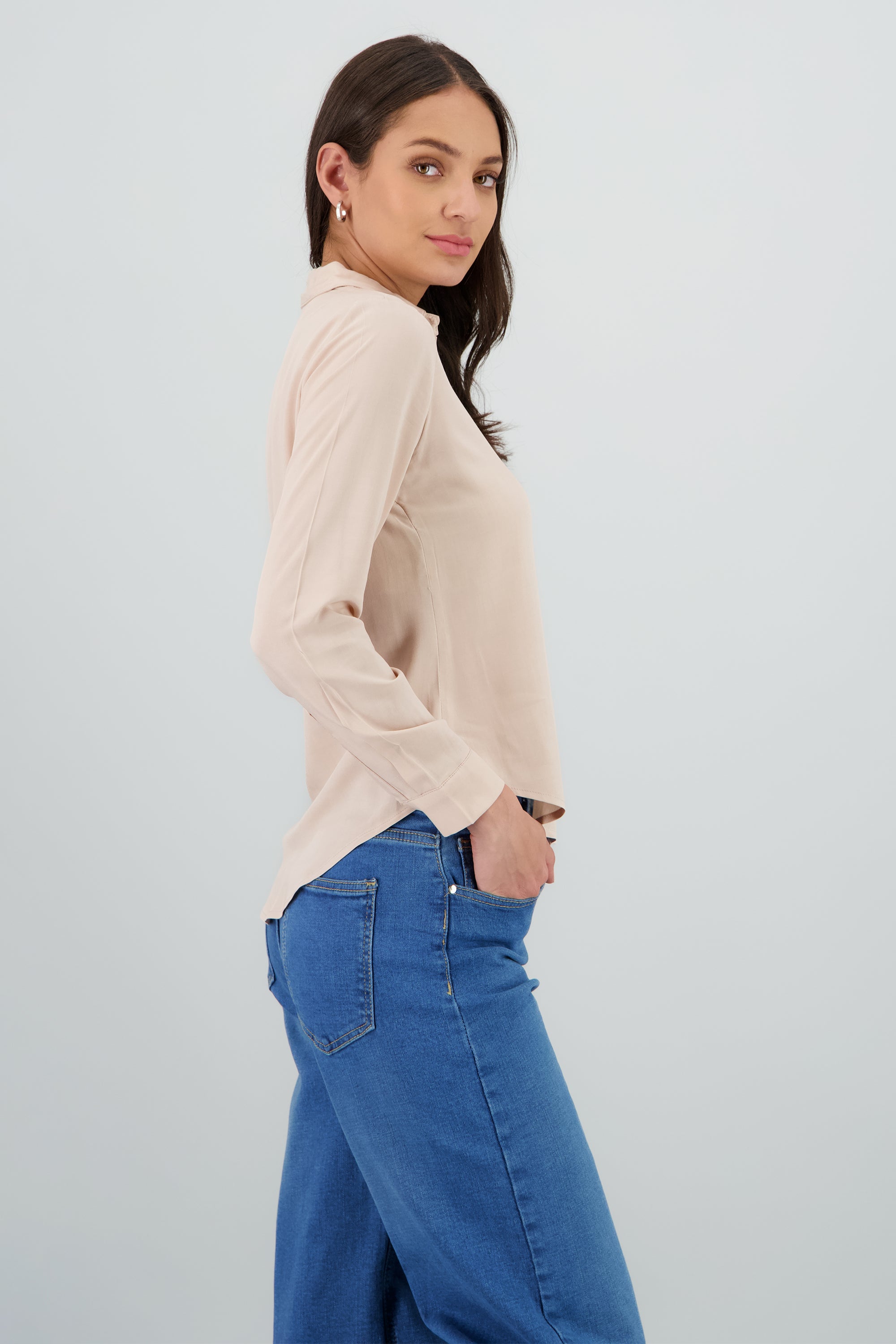 Camisa Manga Larga Lisa BEIGE