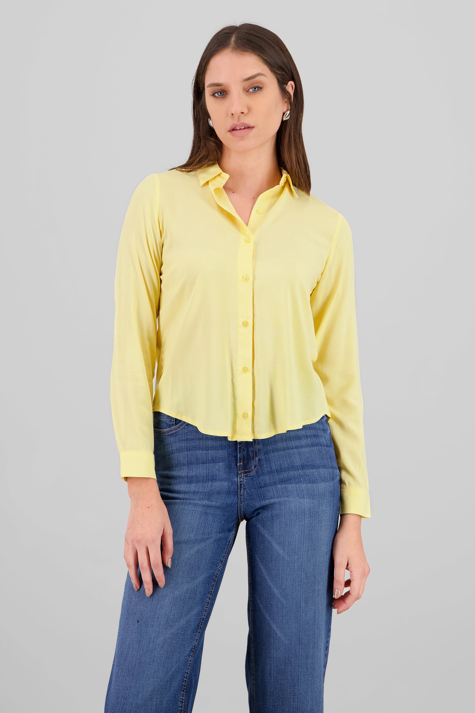 Camisa Manga Larga Lisa AMARILLO PASTEL