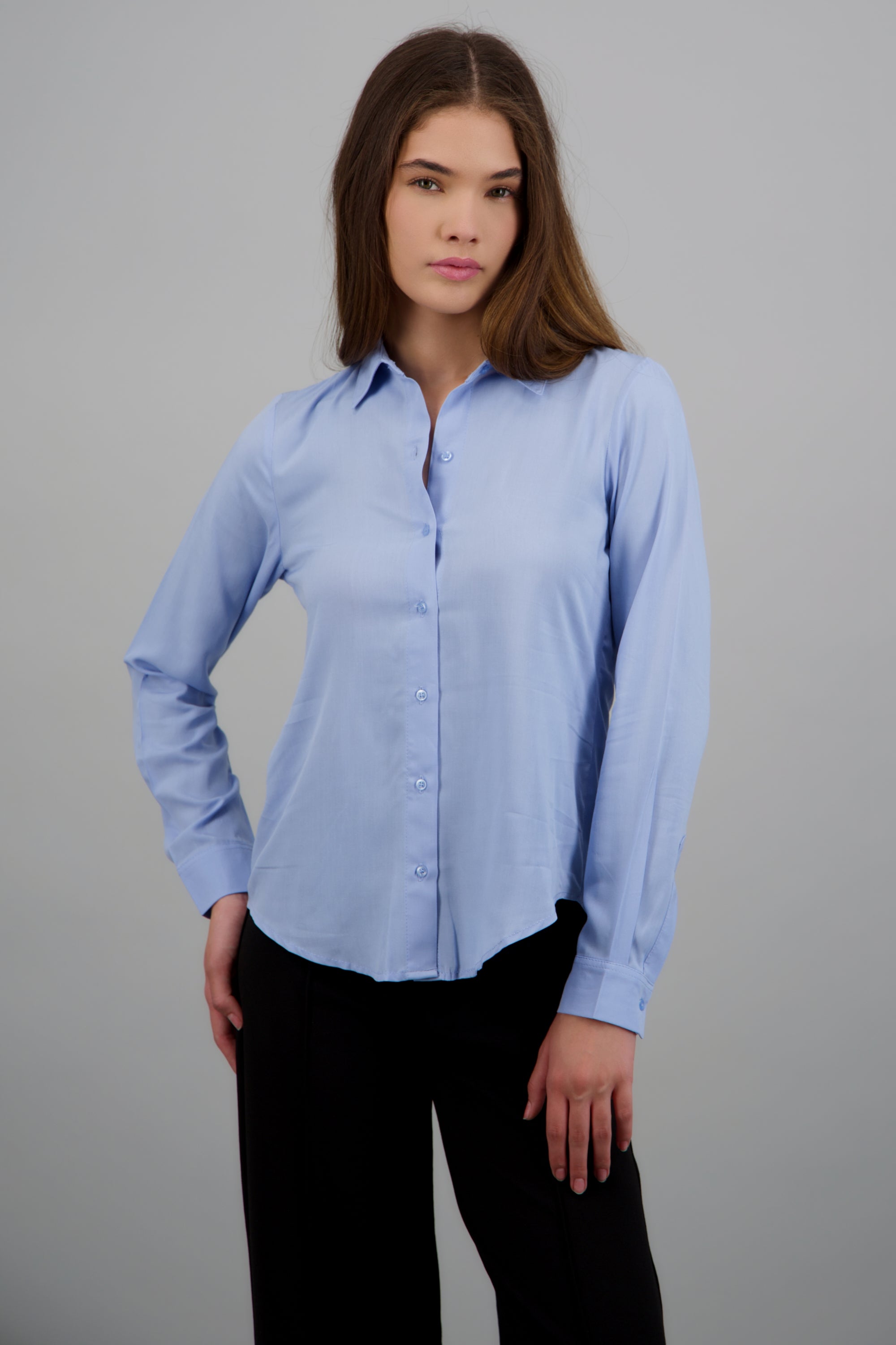 Camisa manga larga botones AZUL PASTEL