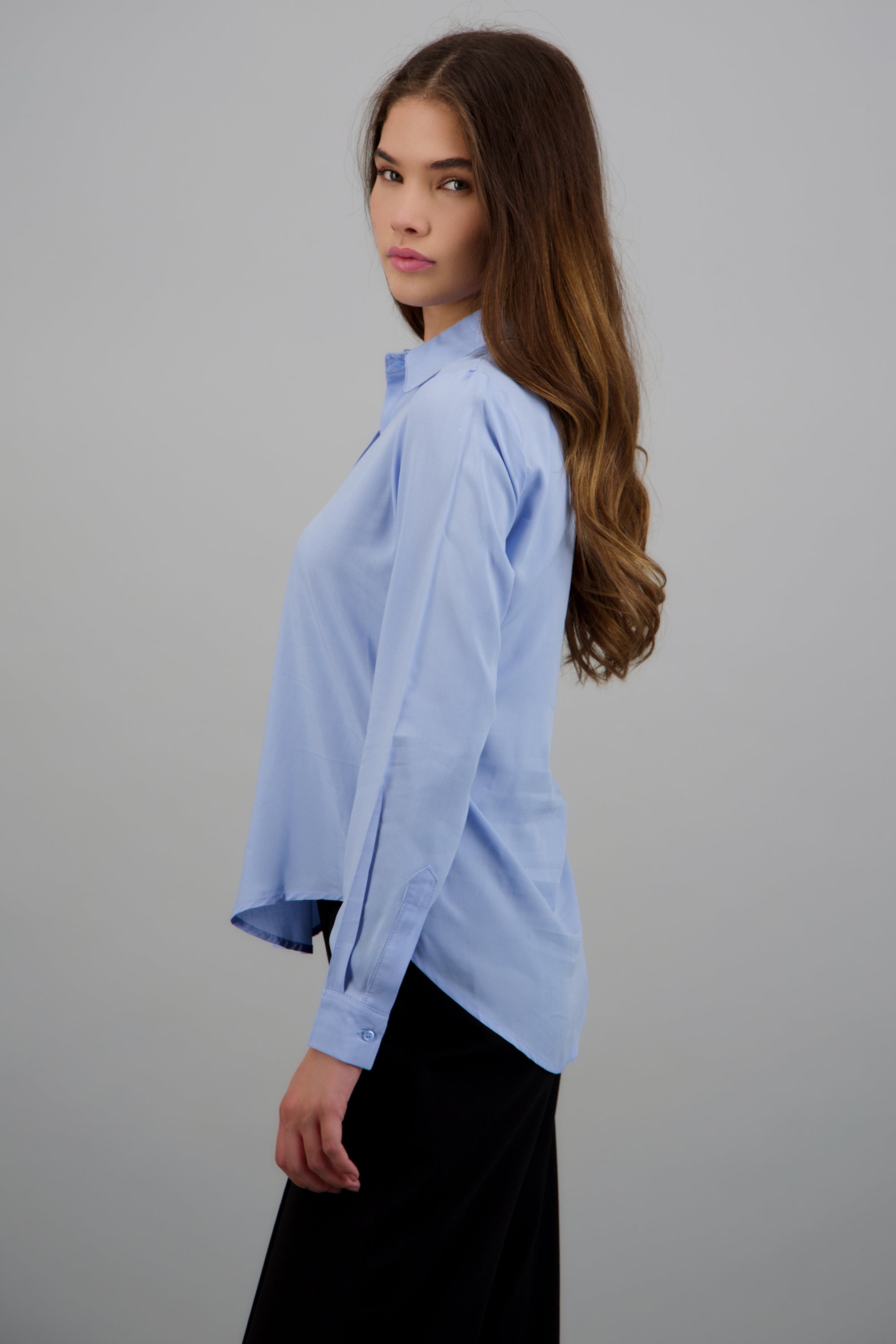Camisa manga larga botones AZUL PASTEL