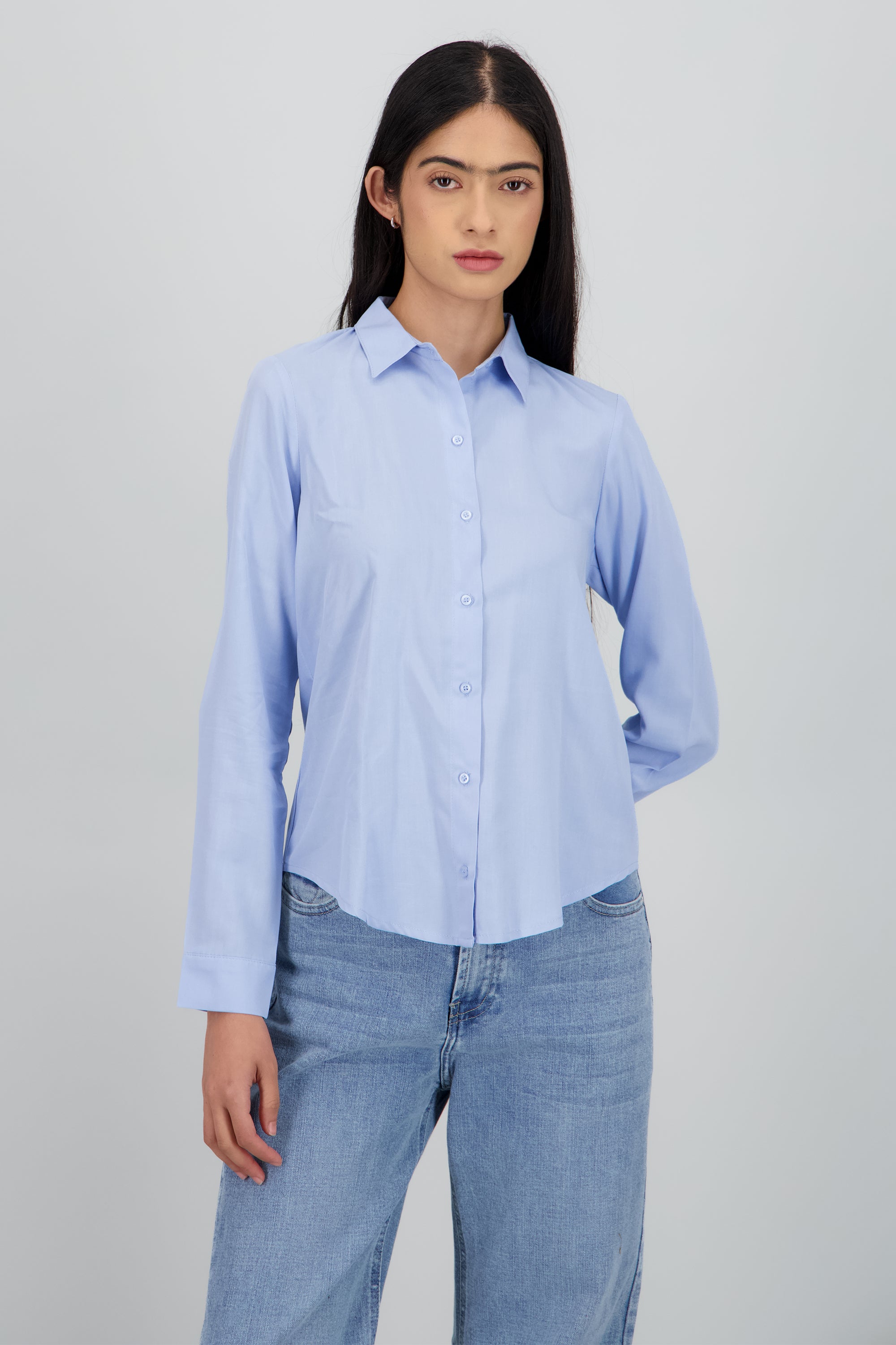 Camisa Manga Larga Lisa AZUL PASTEL